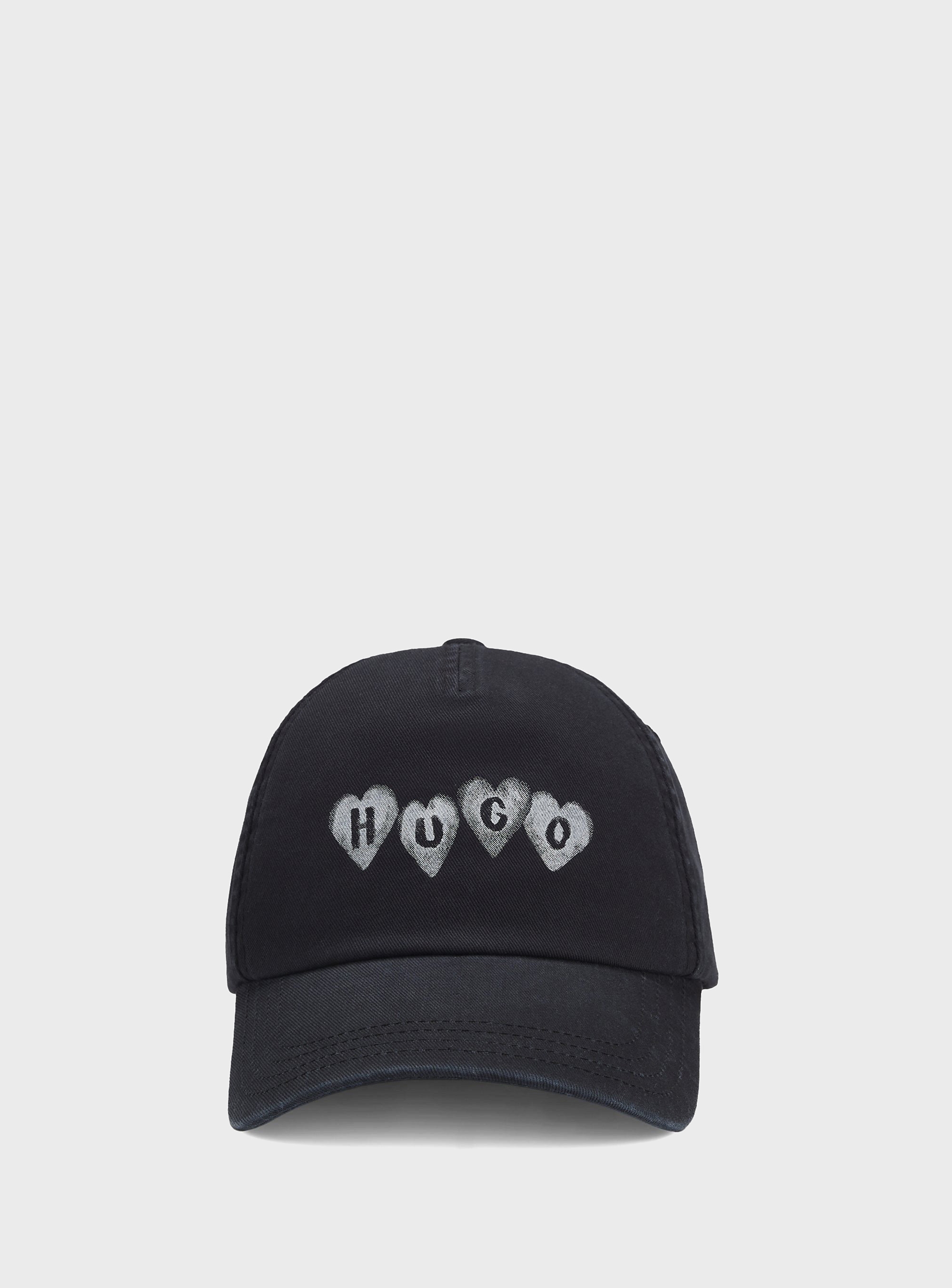HUGO Cotton-Twill Cap With Heart Branding  Cara-Valentine - Washed Black