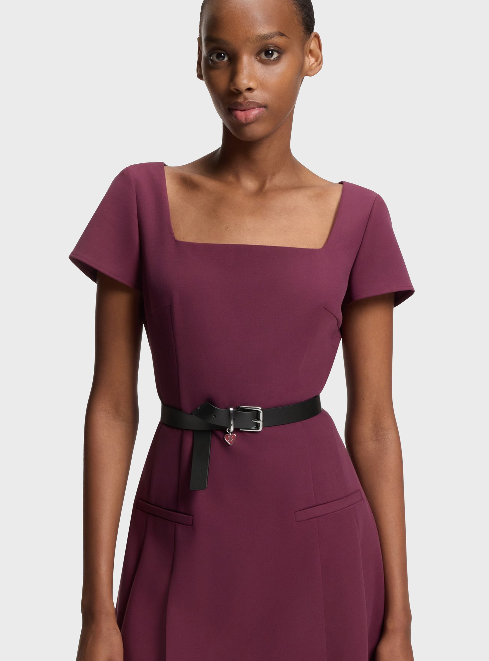 HUGO Italian-Leather Belt With Stacked-Logo Keeper Charm Palm-Vcharm_Sz25 - Black