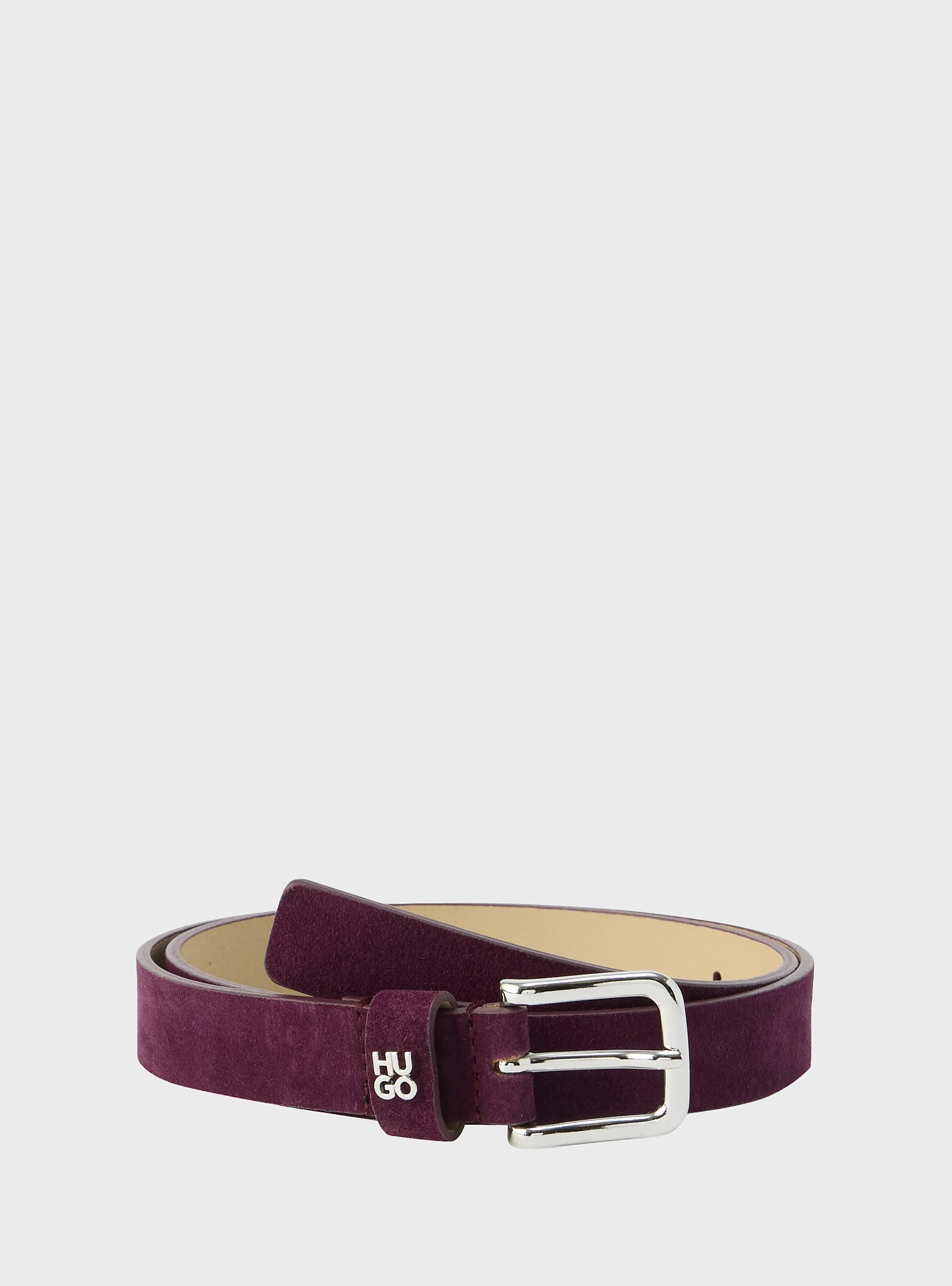 HUGO Suede Belt With Stacked-Logo Keeper Trim  Tina_HU-GO-Sd_Sz25 - Dark Purple