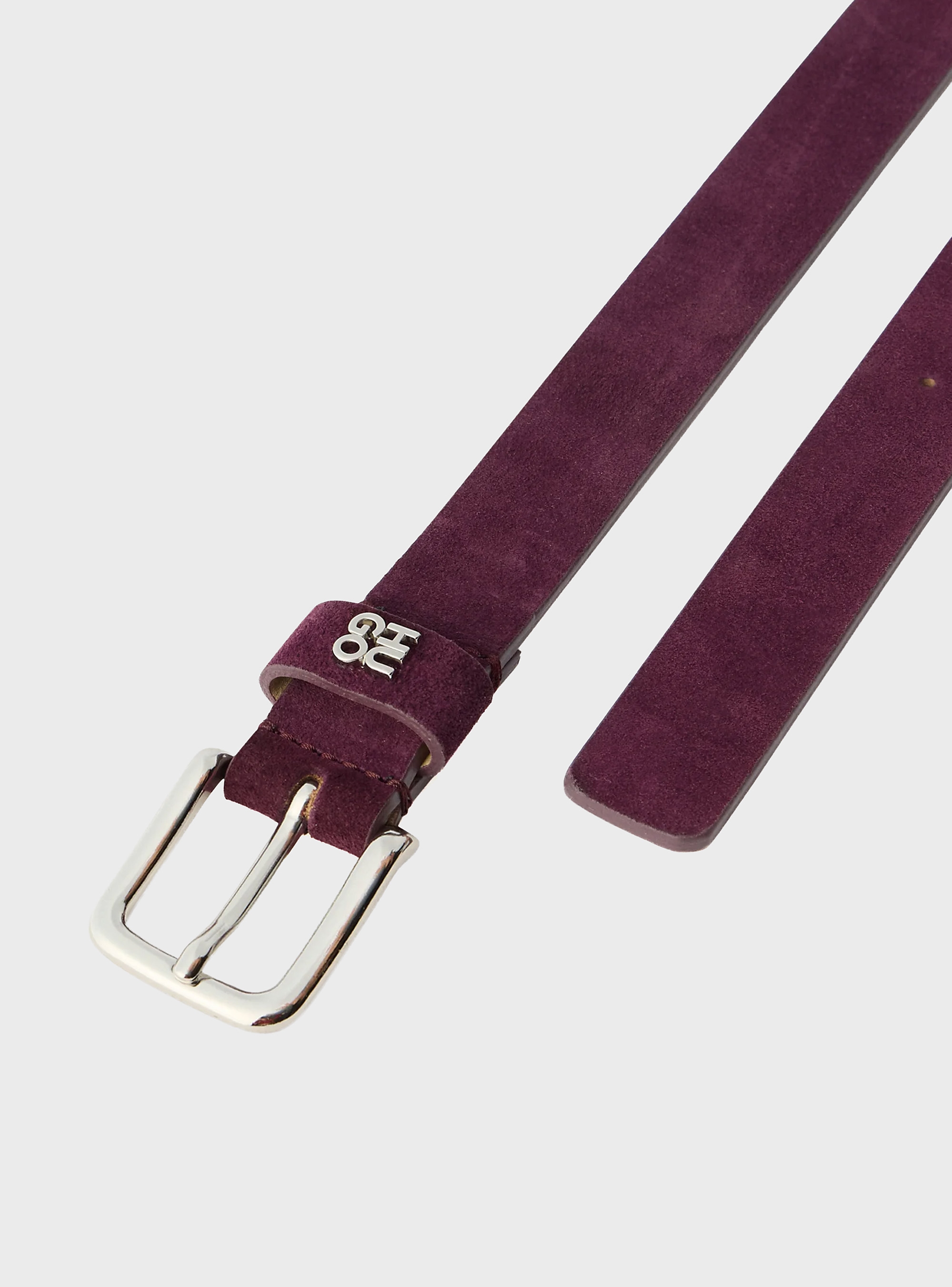 HUGO Suede Belt With Stacked-Logo Keeper Trim  Tina_HU-GO-Sd_Sz25 - Dark Purple