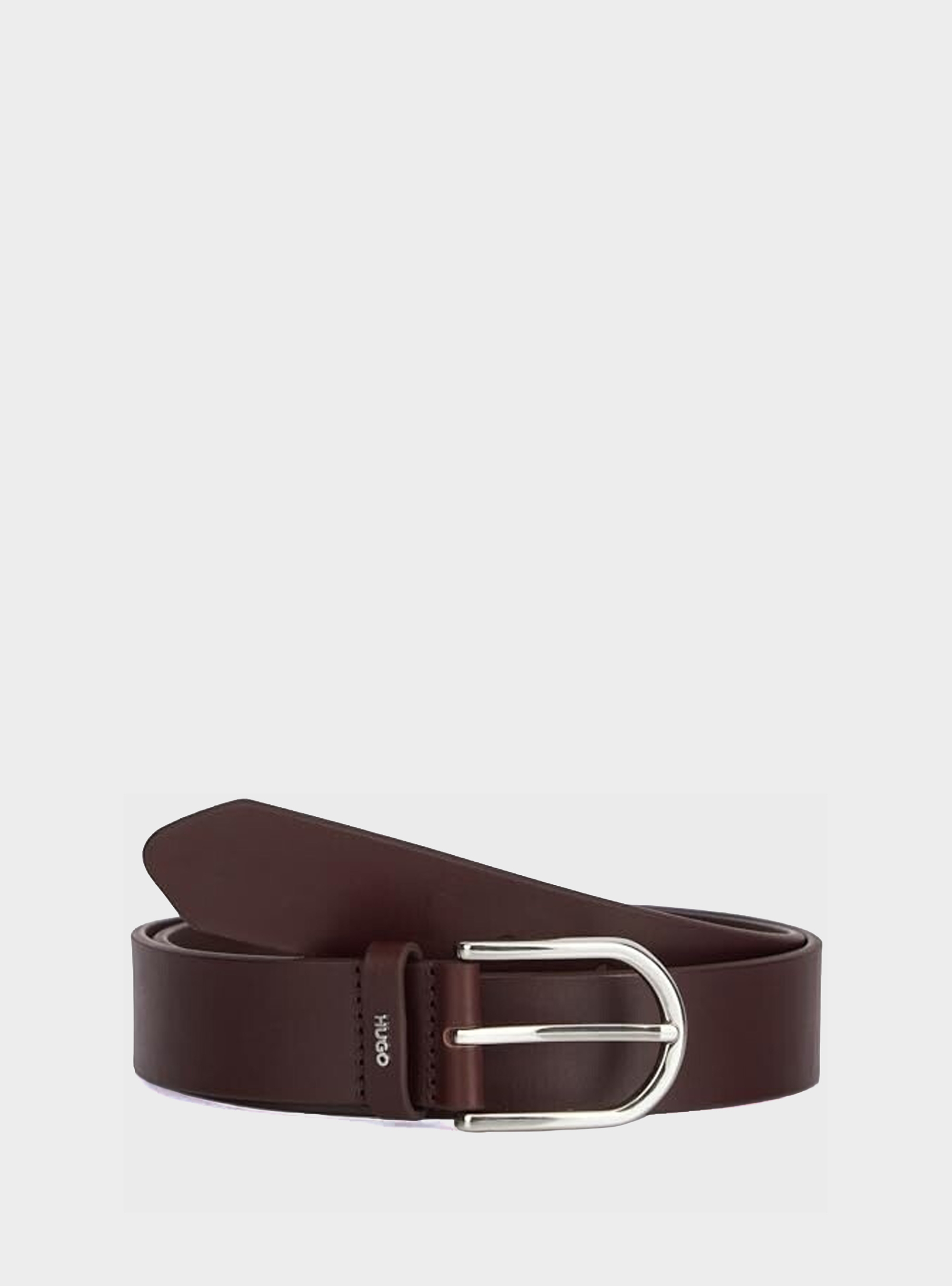 HUGO Leather Belt With Logo-Lettering Keeper Zoey-S_Sz35 - Brown