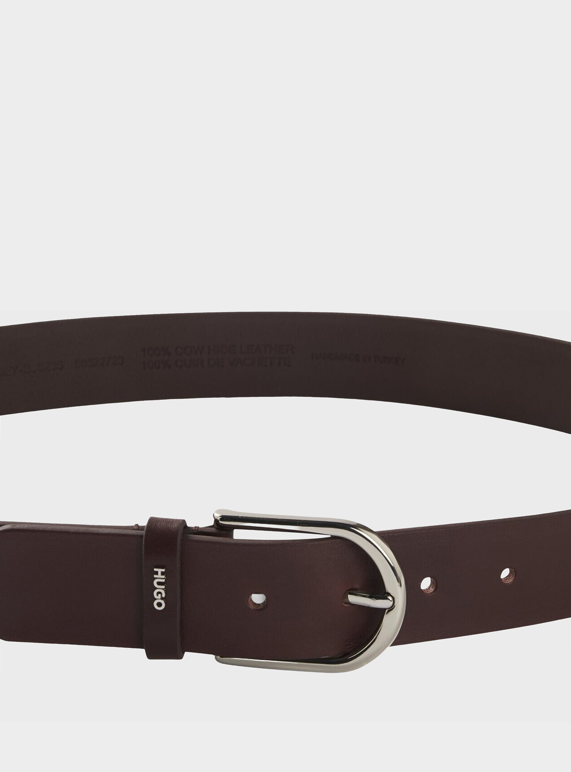 HUGO Leather Belt With Logo-Lettering Keeper Zoey-S_Sz35 - Brown