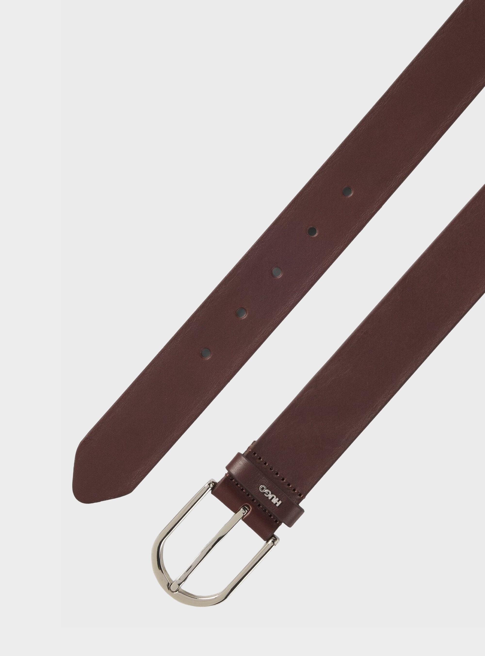 HUGO Leather Belt With Logo-Lettering Keeper Zoey-S_Sz35 - Brown