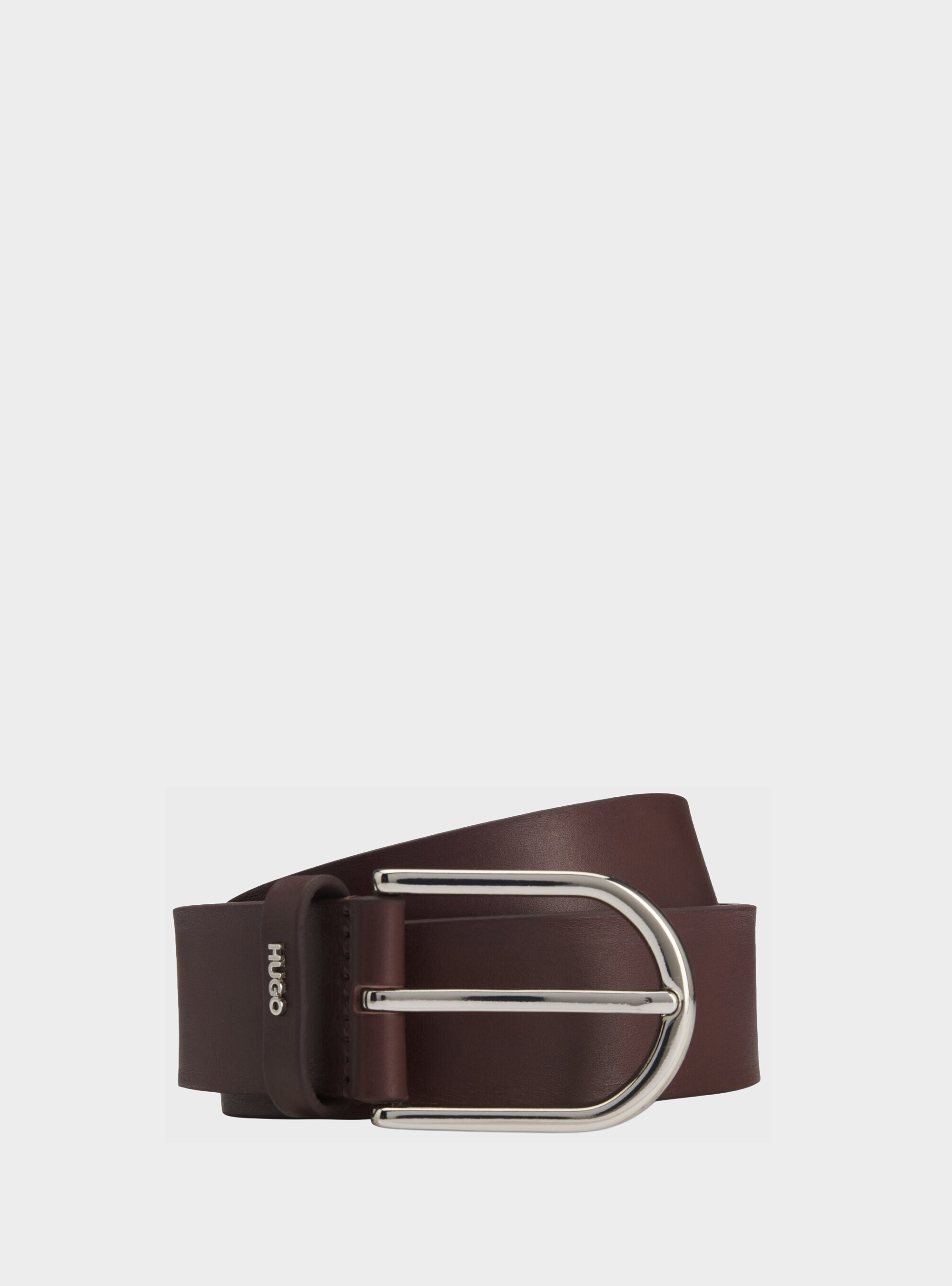 HUGO Leather Belt With Logo-Lettering Keeper Zoey-S_Sz35 - Brown