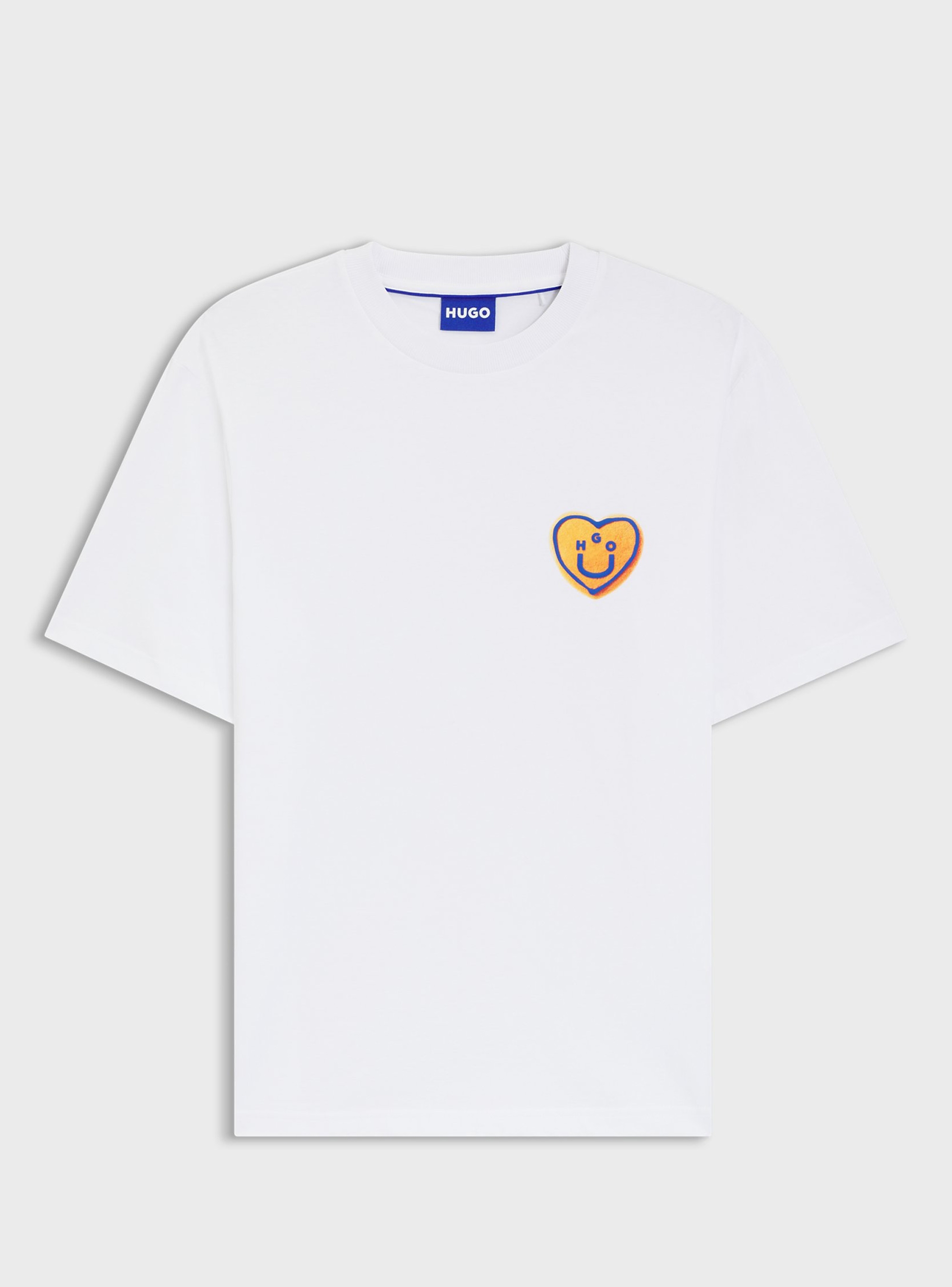 HUGO Cotton-Jersey T-Shirt With Heart Logo  Nalentinio - White