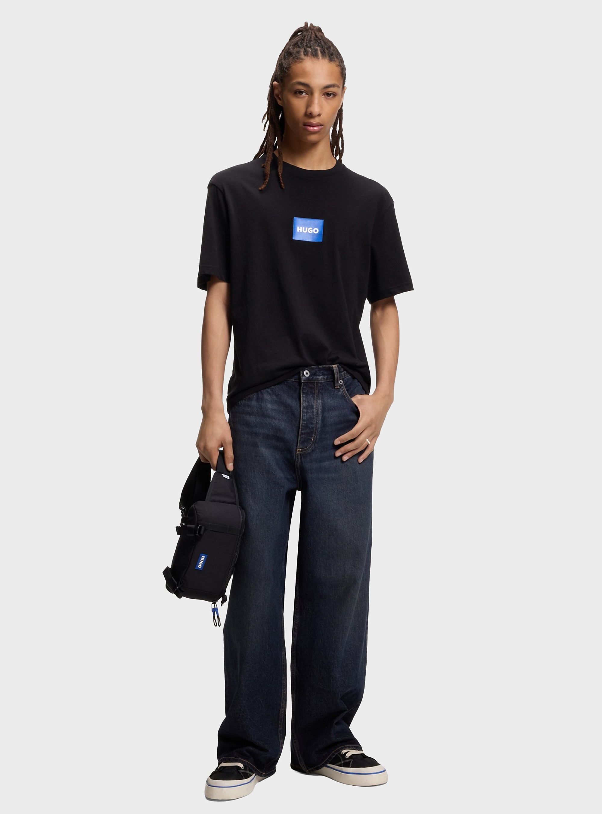 HUGO Cotton-Jersey T-Shirt With Logo Print  Nayonix - Black