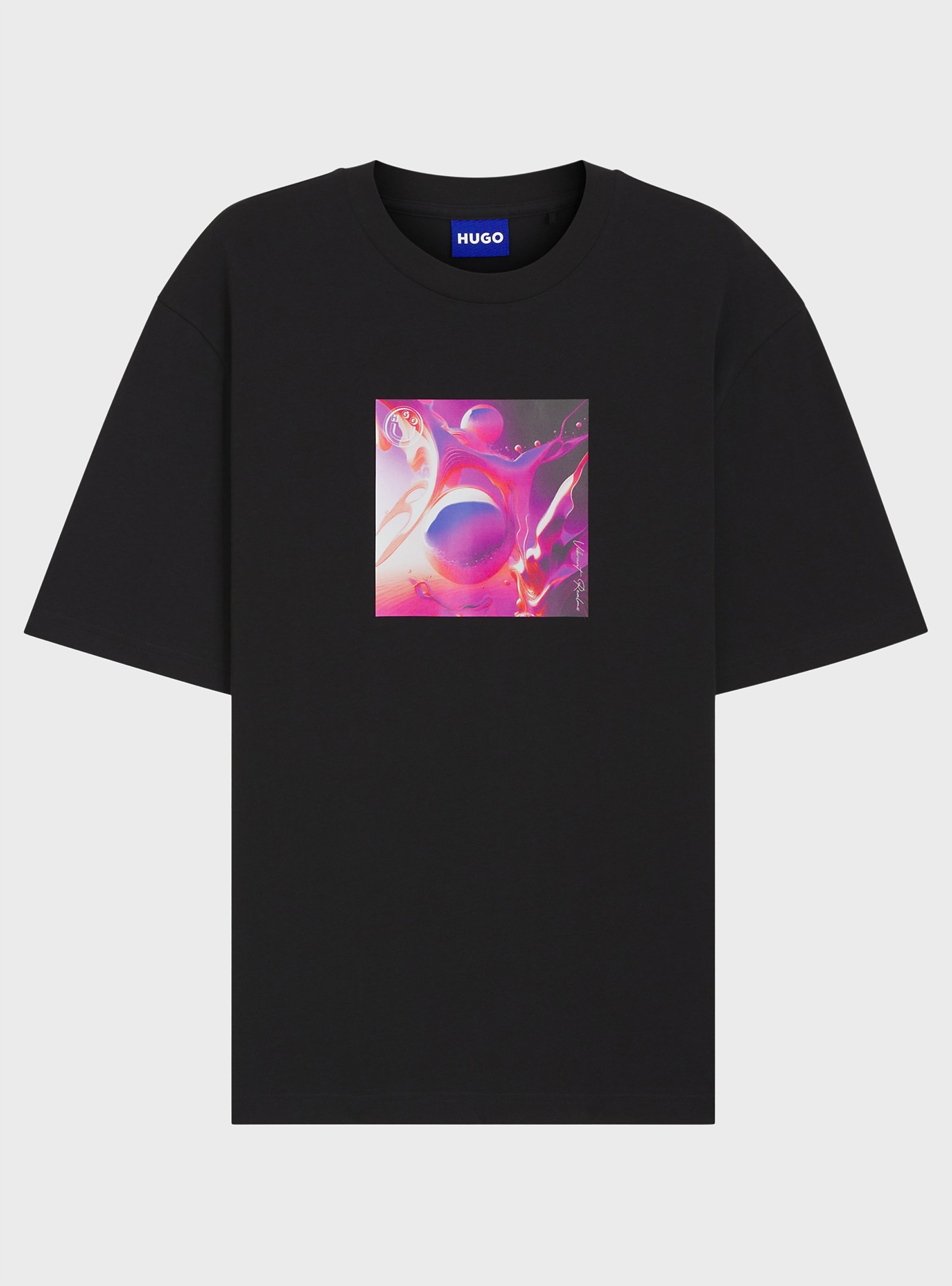 HUGO Cotton-Jersey T-Shirt With Colourful Artwork  Nimpolix - Black