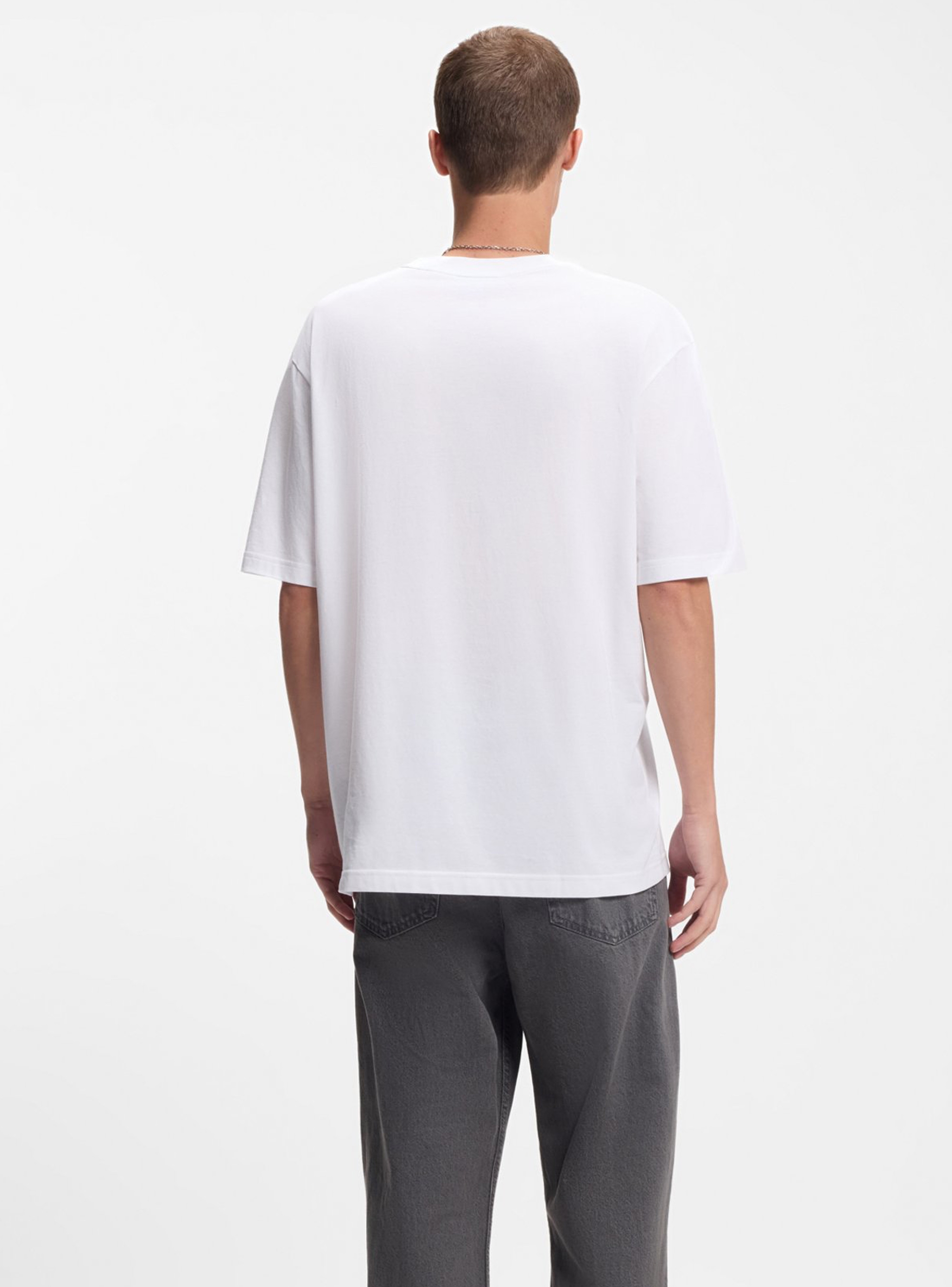 HUGO Cotton-Jersey T-Shirt With Logo Artwork  Namerix - White