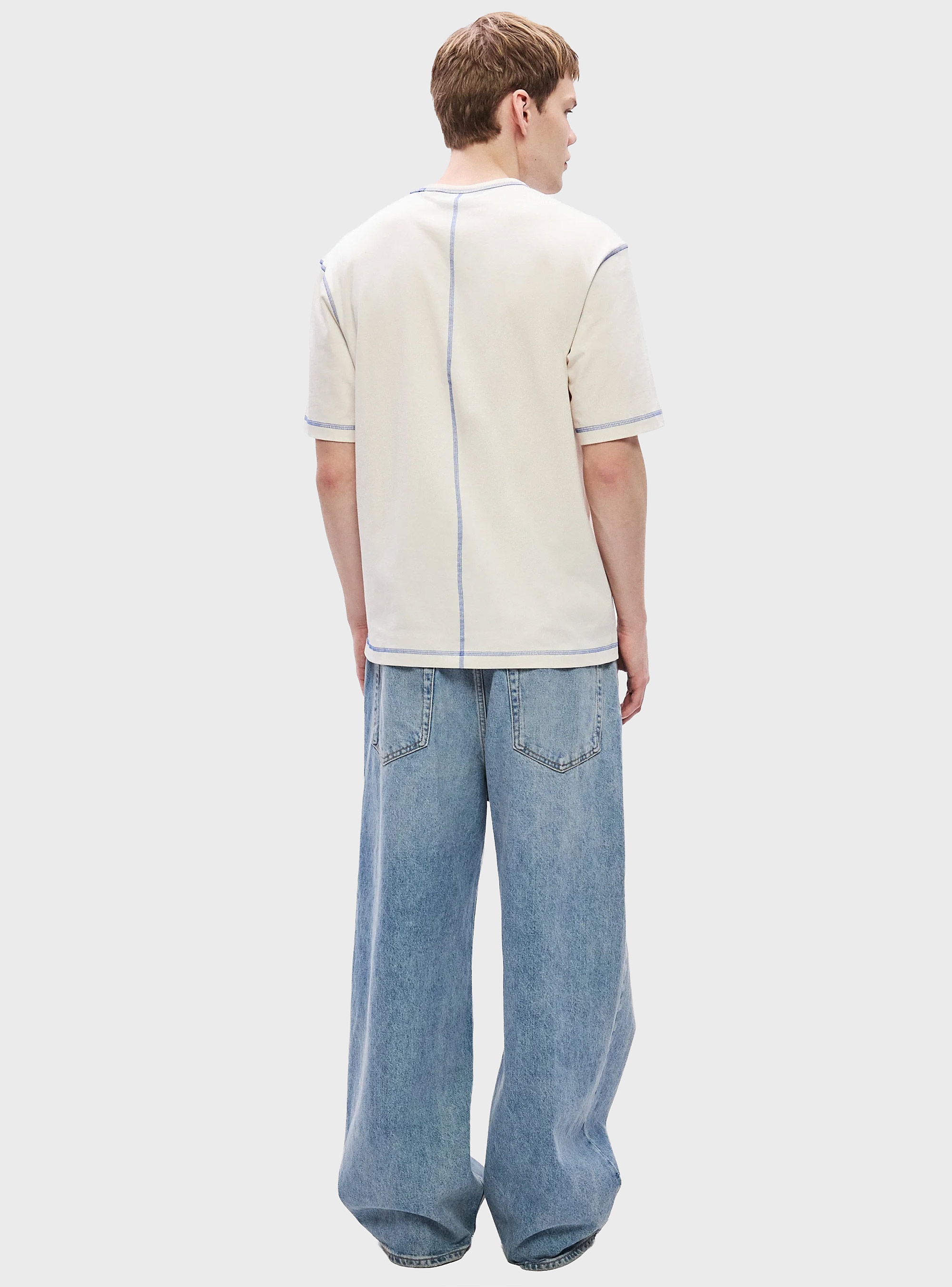 HUGO Cotton-Jersey Logo T-Shirt With Contrast Stitching Nothal - Ecru