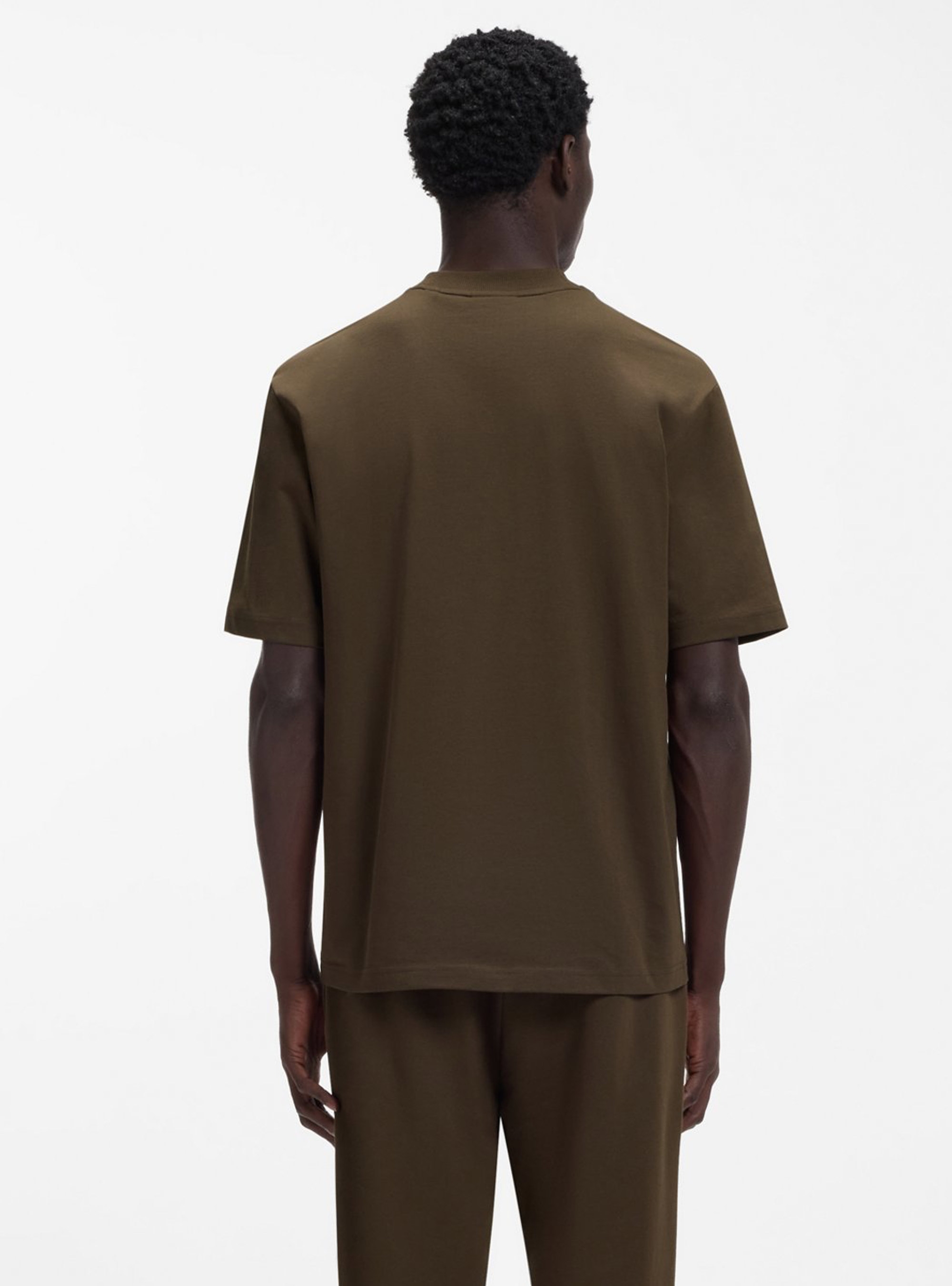 HUGO Cotton-Jersey T-Shirt With Blue Logo Patch Nieros - Brown