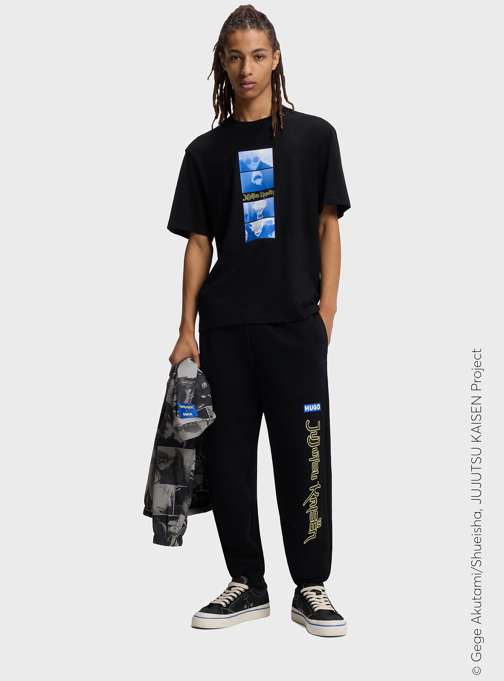 HUGO X Jujutsu Kaisen T-Shirt With Saturo Gojo Print  Nuley_JJK - Black
