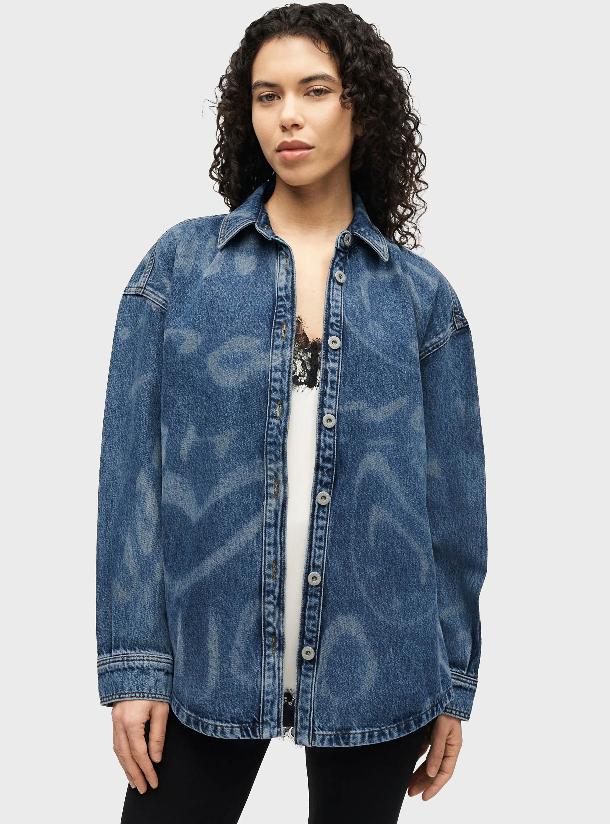 HUGO Oversized Fit Shirt Garesa_4_B - Medium Aged Denim
