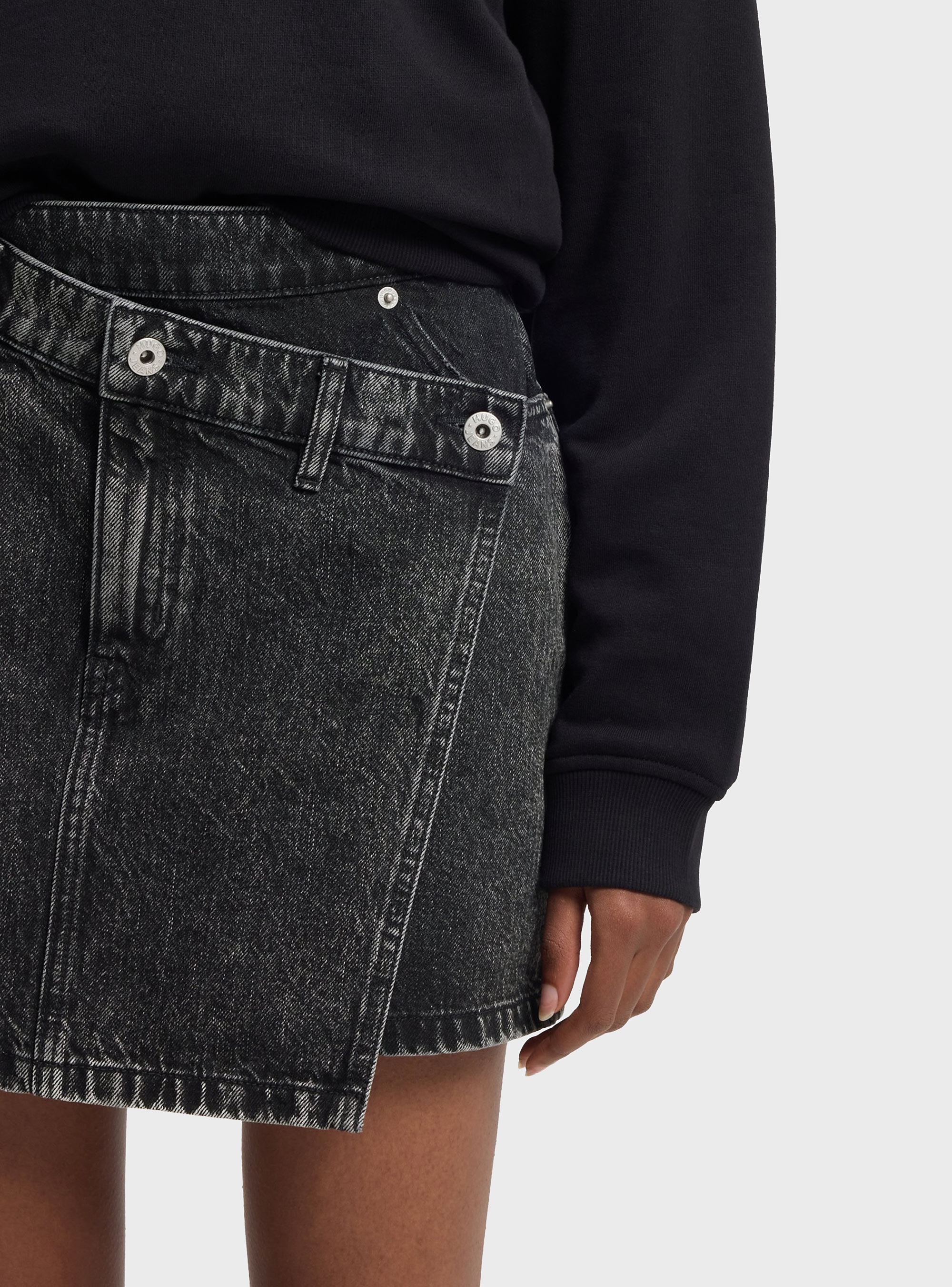 HUGO Denim Skirt With Asymmetric Waistband  Galaxy_1_B - Black
