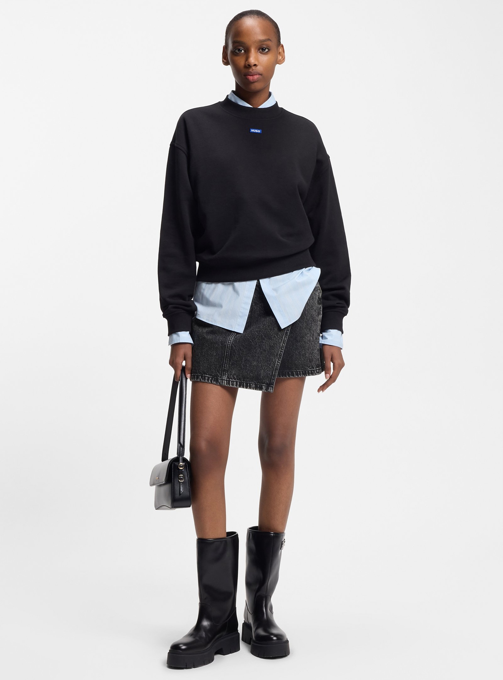 HUGO Denim Skirt With Asymmetric Waistband  Galaxy_1_B - Black