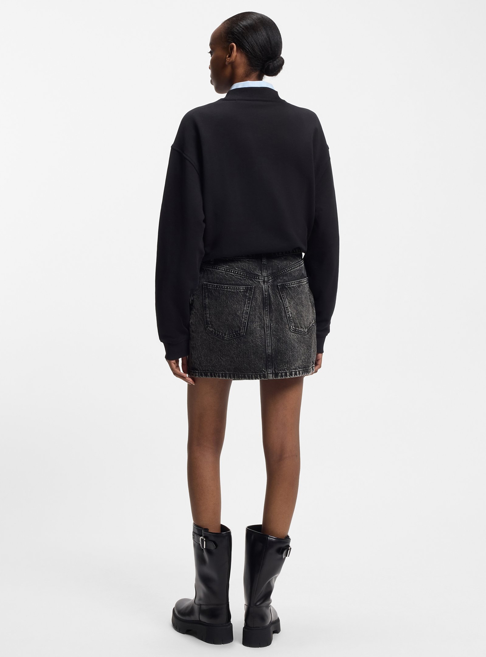HUGO Denim Skirt With Asymmetric Waistband  Galaxy_1_B - Black