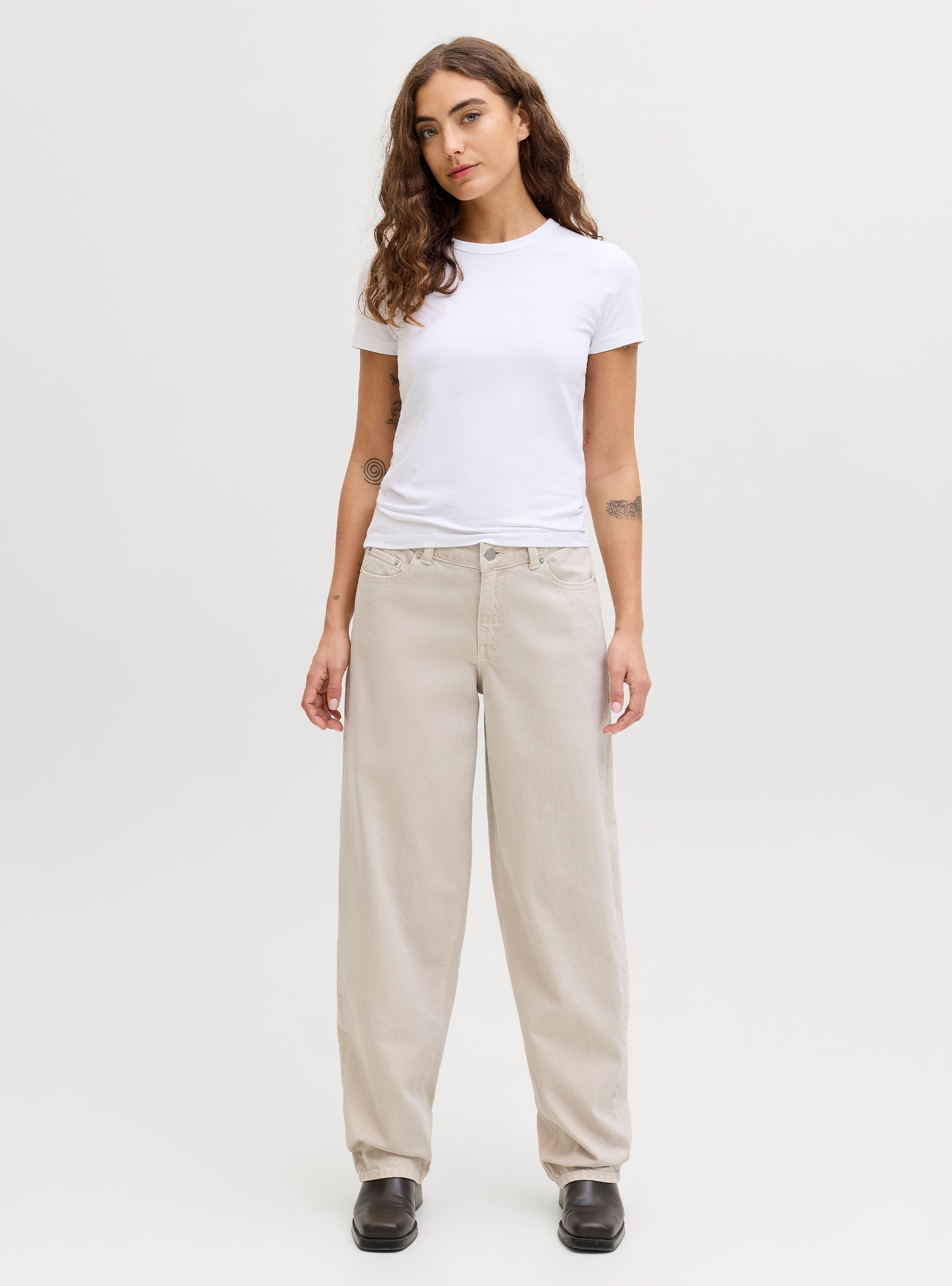 JJXX Fuji Barrel Mid Waist Jeans - Ecru