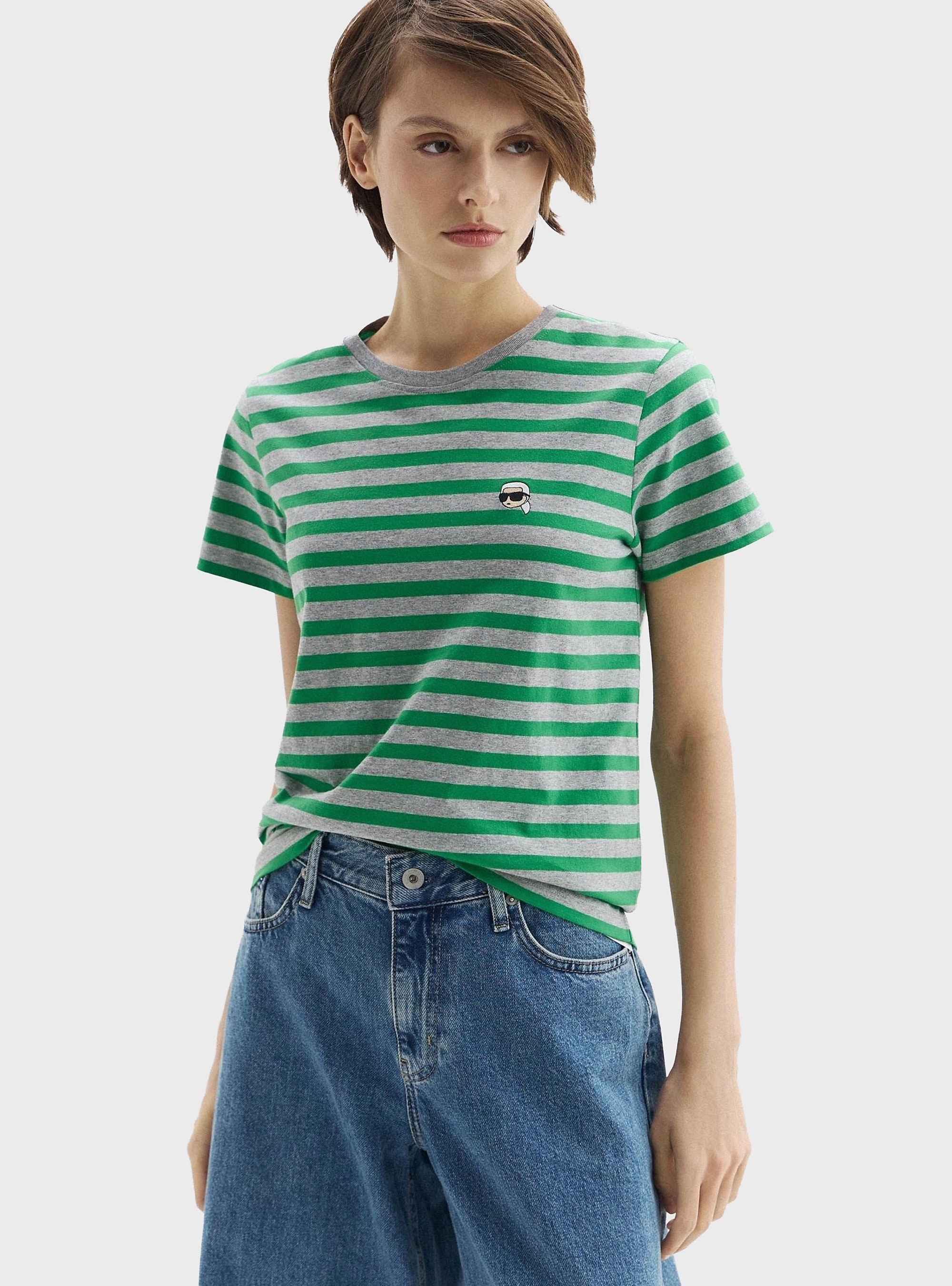 Karl Lagerfeld Ikon Striped T-Shirt - Green