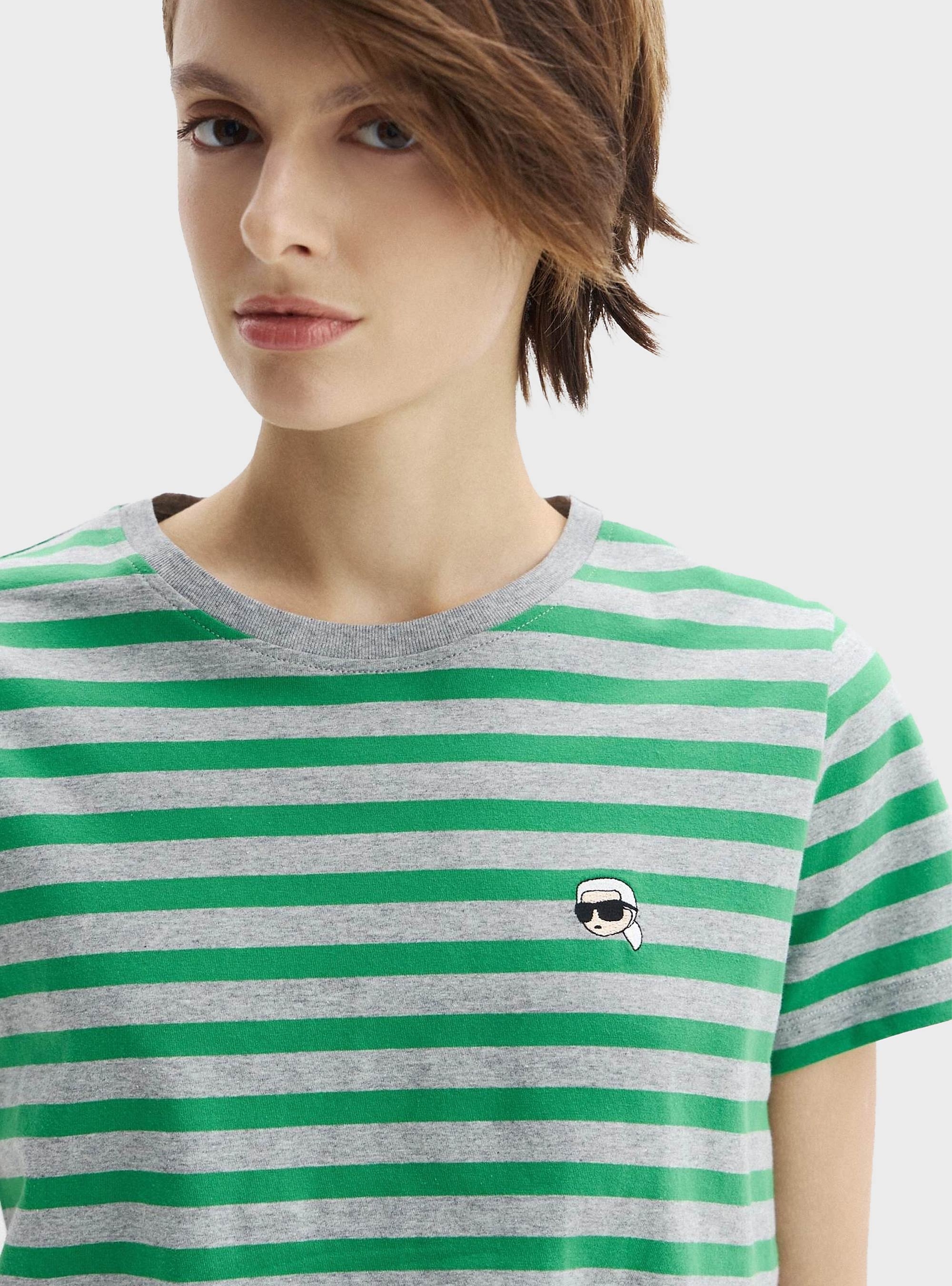 Karl Lagerfeld Ikon Striped T-Shirt - Green