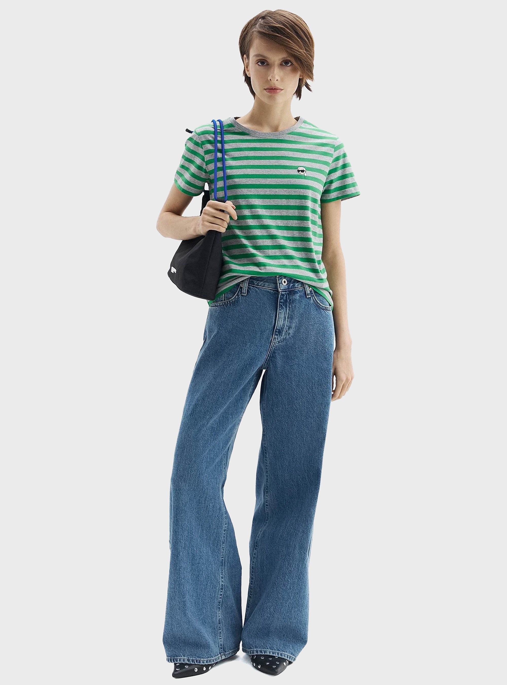 Karl Lagerfeld Ikon Striped T-Shirt - Green