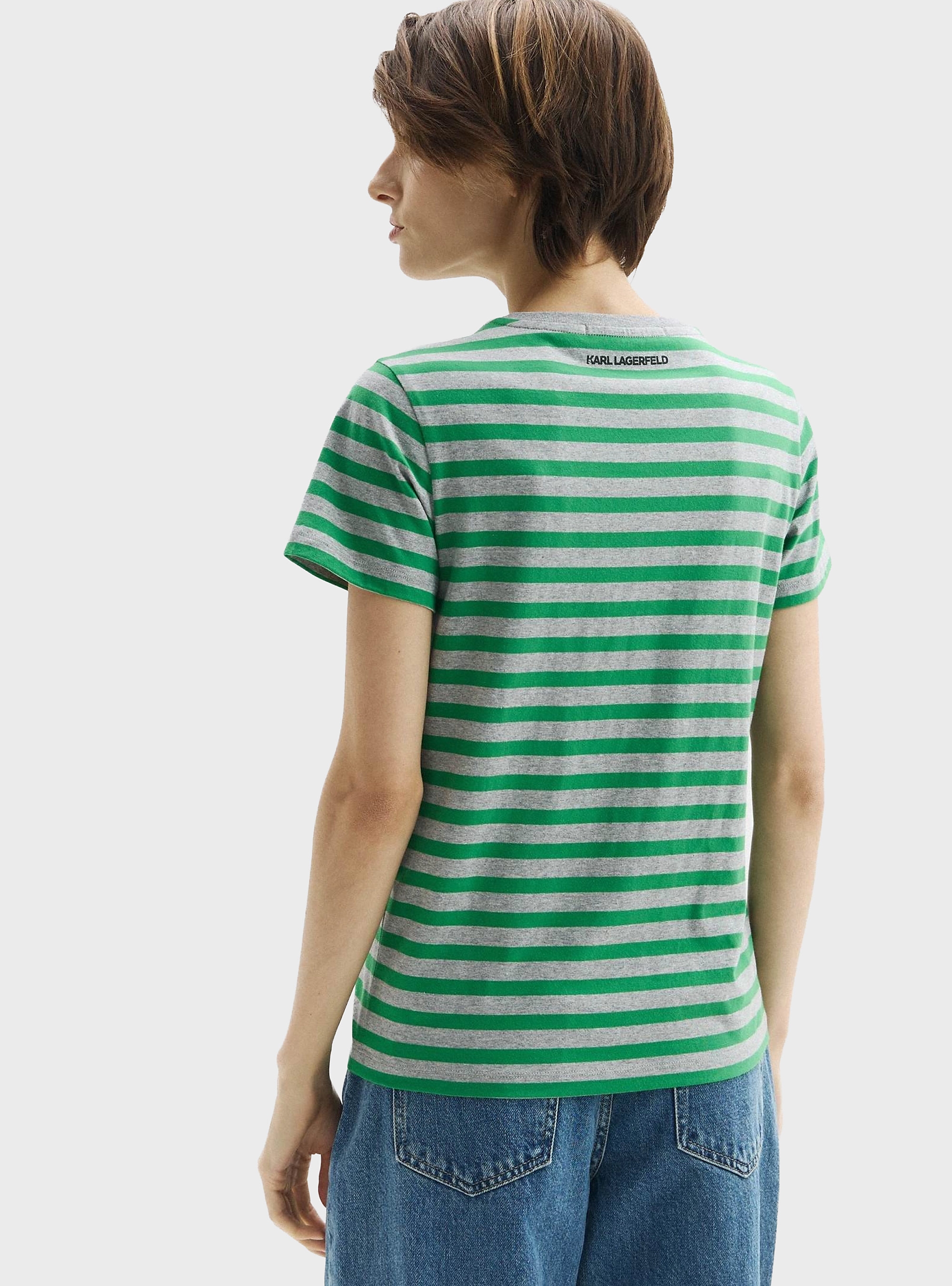 Karl Lagerfeld Ikon Striped T-Shirt - Green