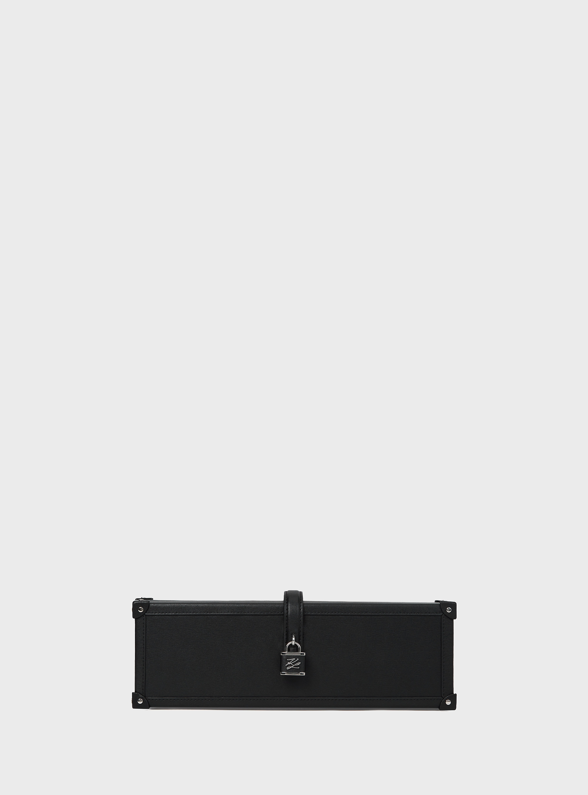Karl Lagerfeld K/Autograph Padlock Trunk Clutch - Black