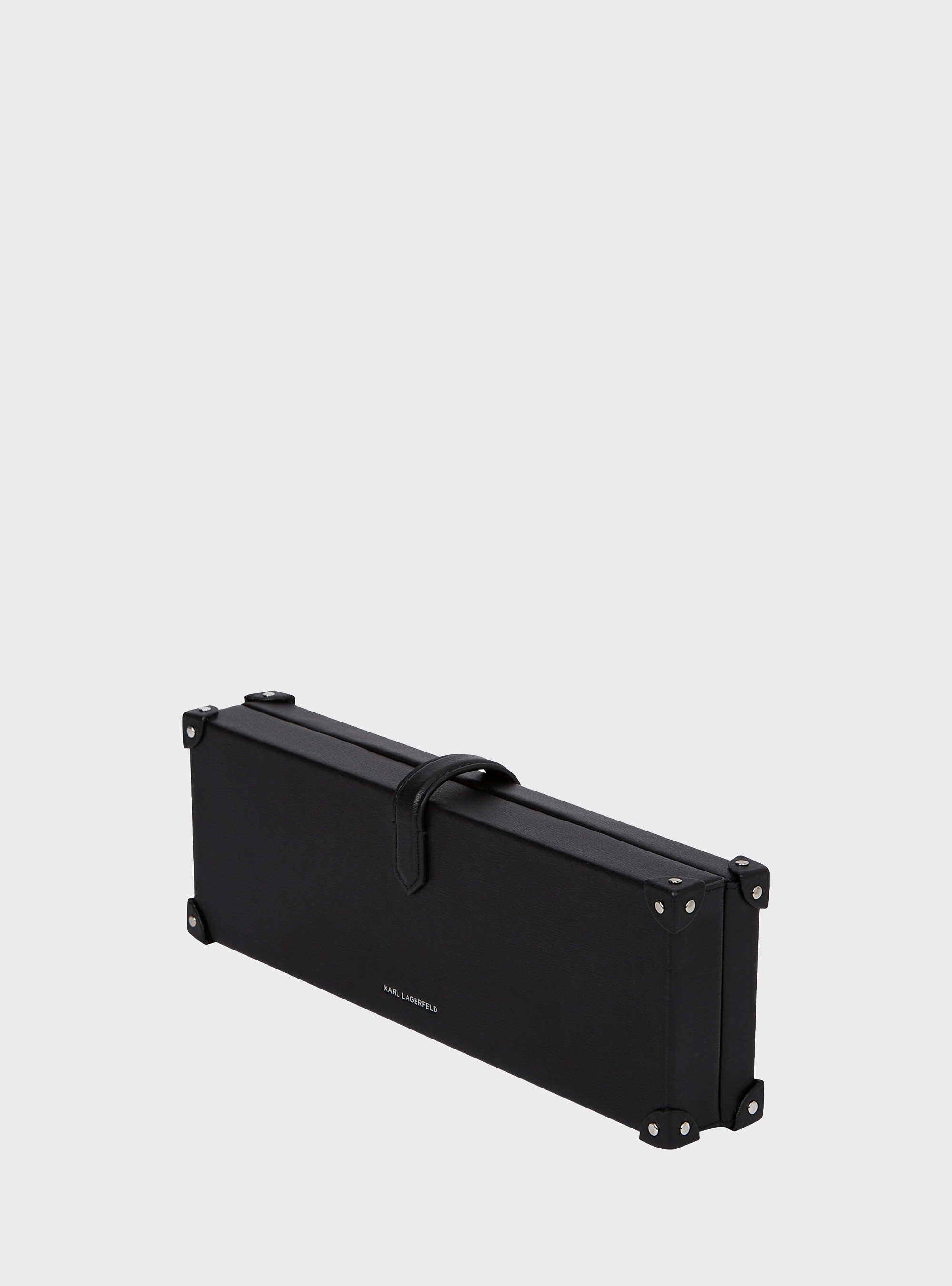 Karl Lagerfeld K/Autograph Padlock Trunk Clutch - Black