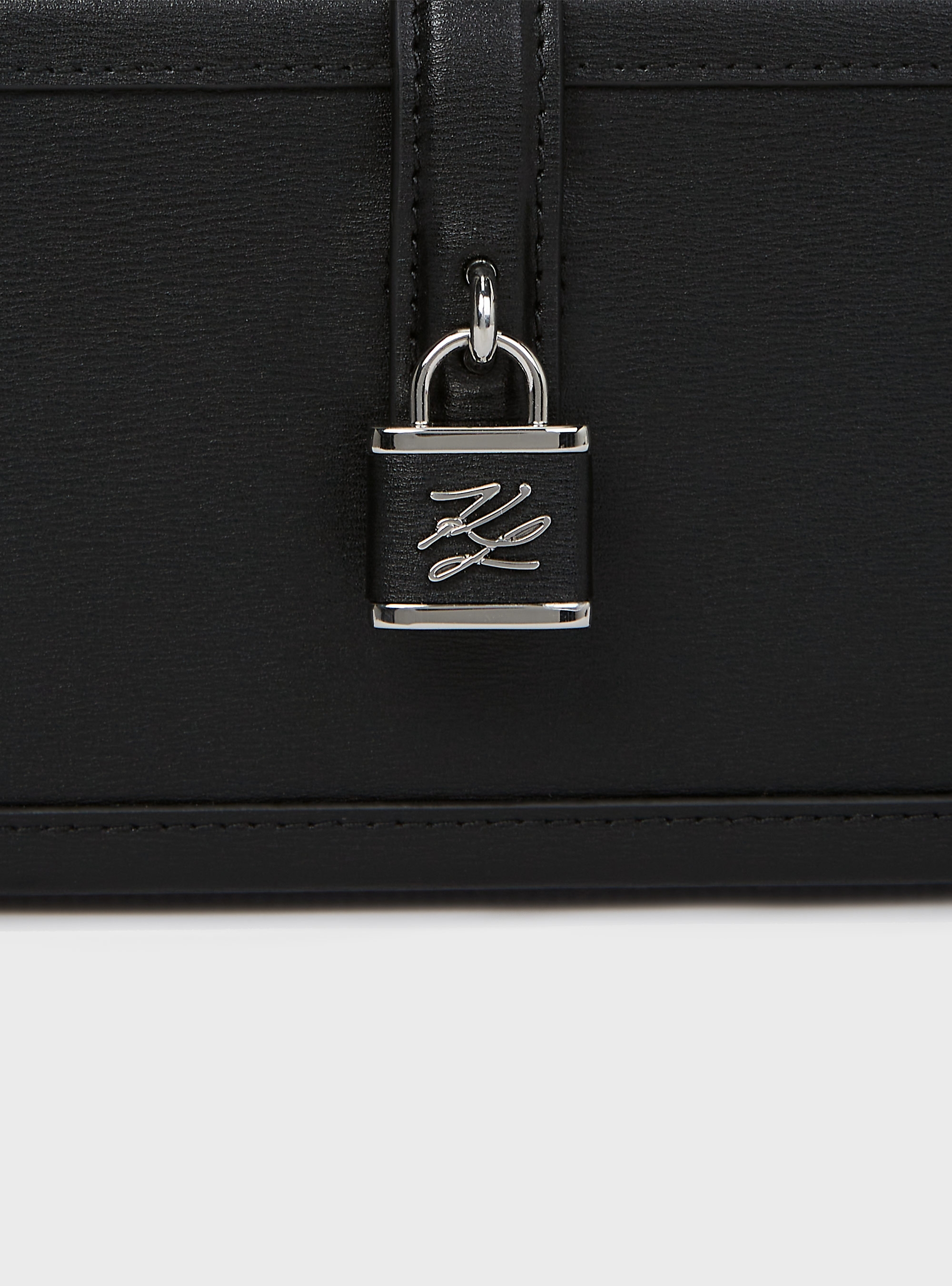 Karl Lagerfeld K/Autograph Padlock Trunk Clutch - Black