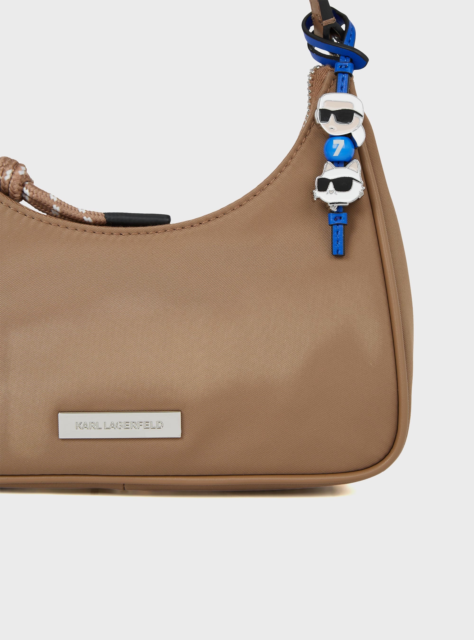 Karl Lagerfeld Ikon Nylon Mini Shoulder Bag - Dark Beige