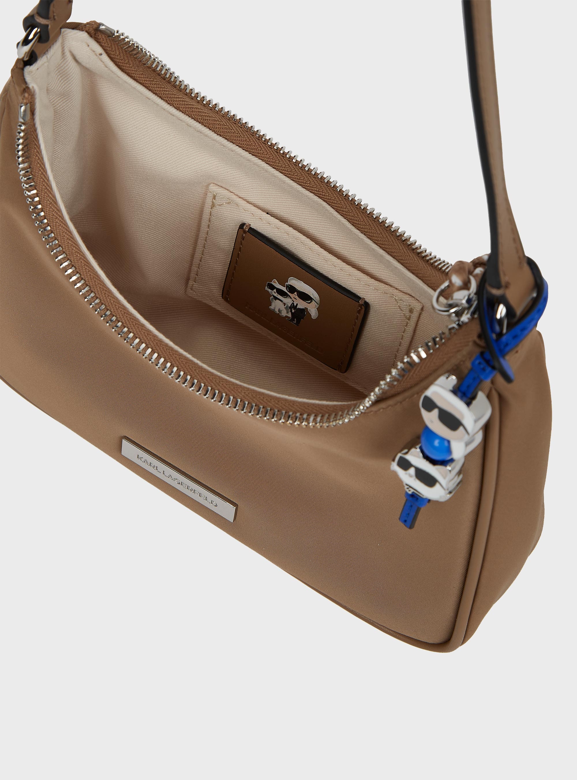 Karl Lagerfeld Ikon Nylon Mini Shoulder Bag - Dark Beige
