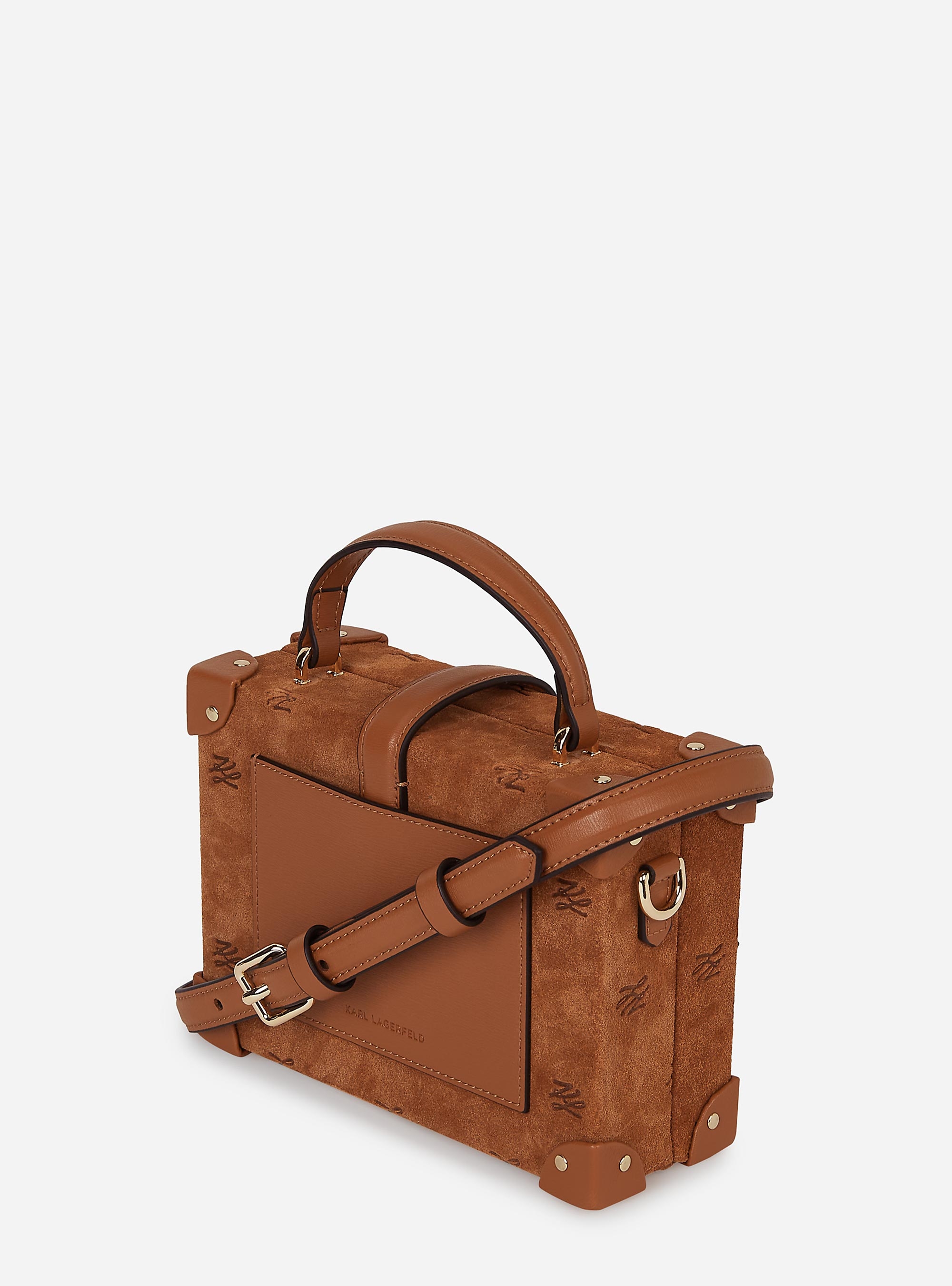 Karl Lagerfeld K/Autograph Padlock Suede Trunk Bag - Tan