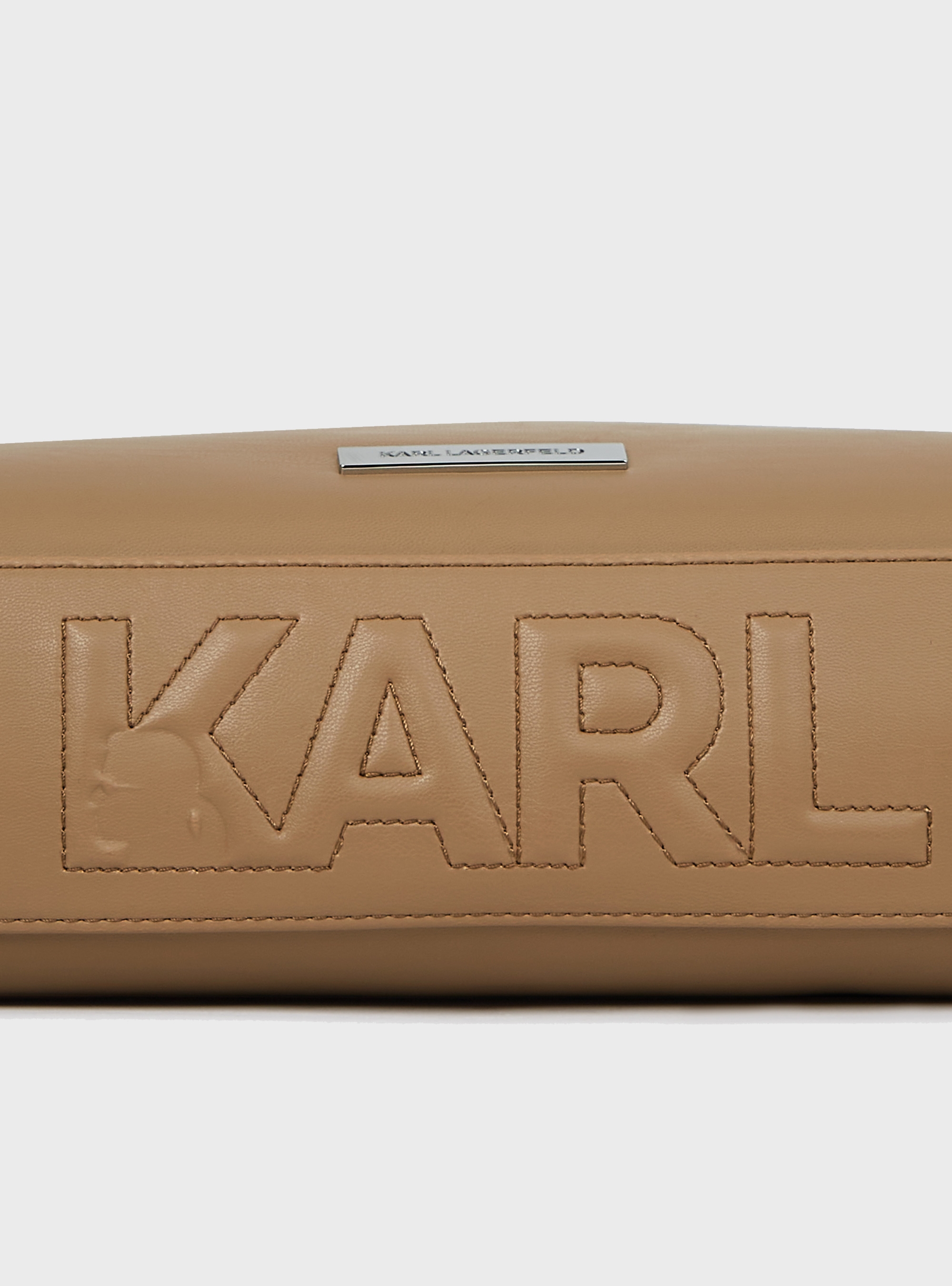Karl Lagerfeld Ikon Smooth Rectangular Bag - Dark Beige