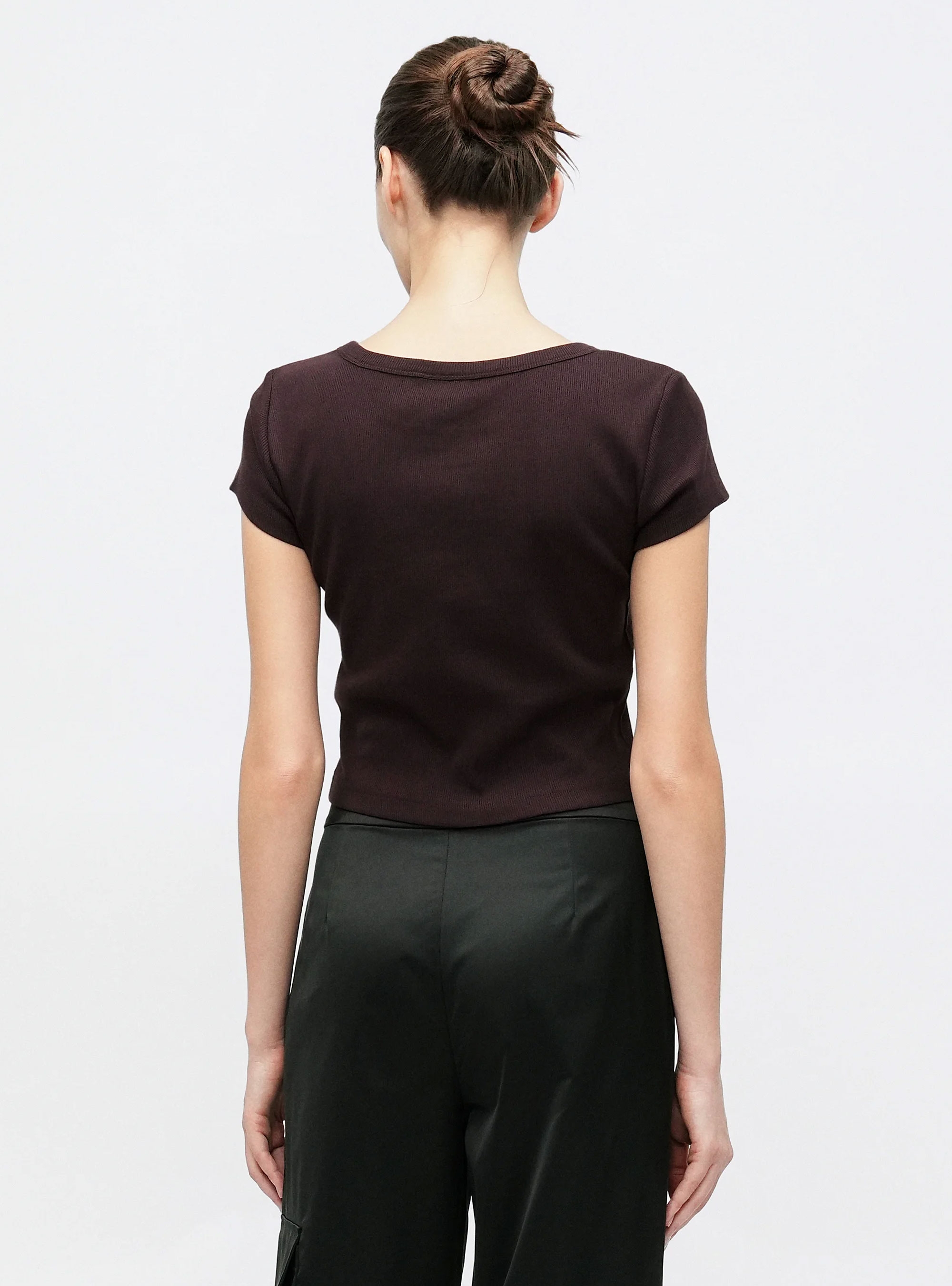 Calvin Klein Slim Ribbed Cotton Badge T-shirt - Dark Brown
