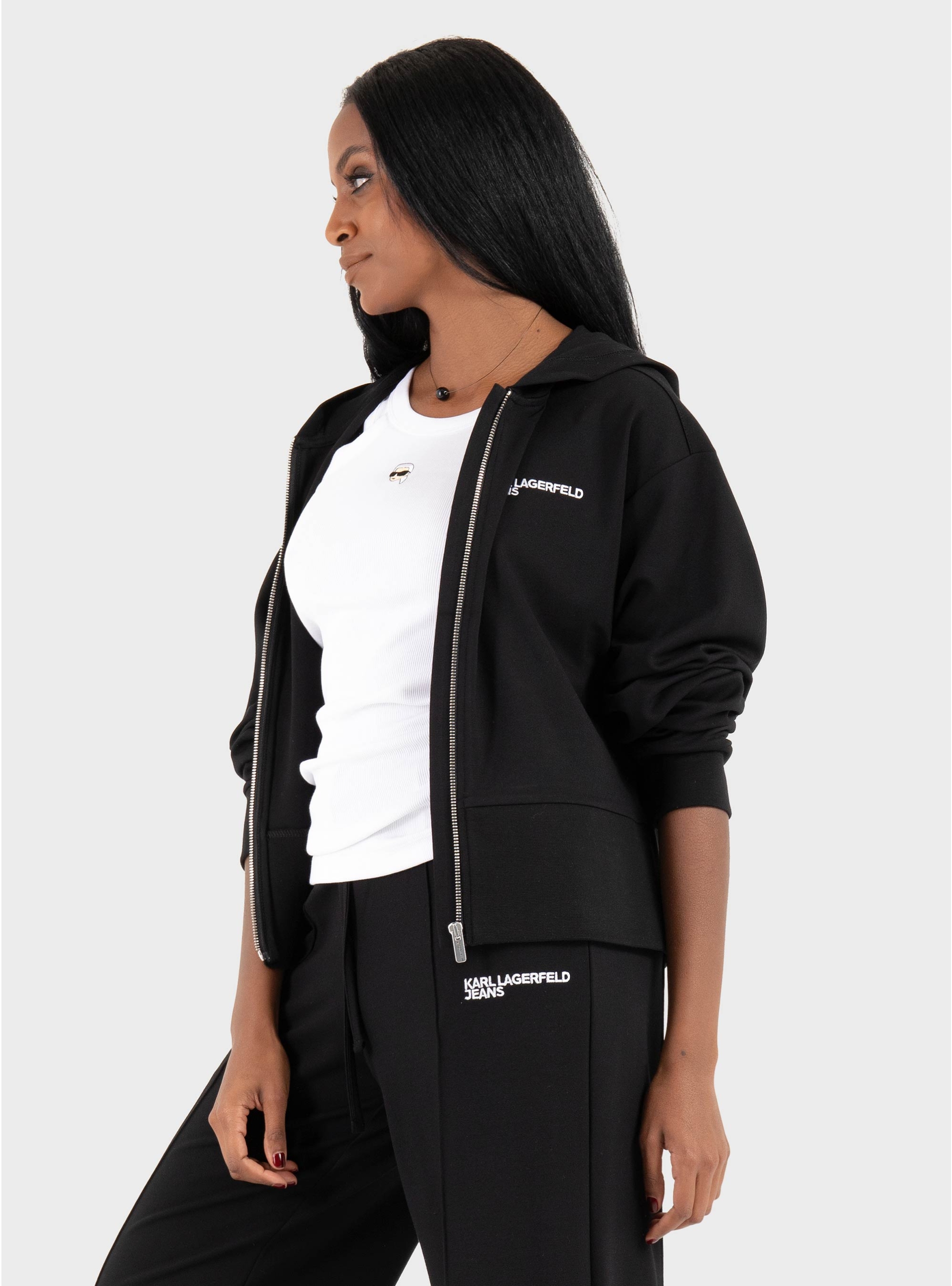 Karl Lagerfeld Jeans Milano Zip Hoodie - Black