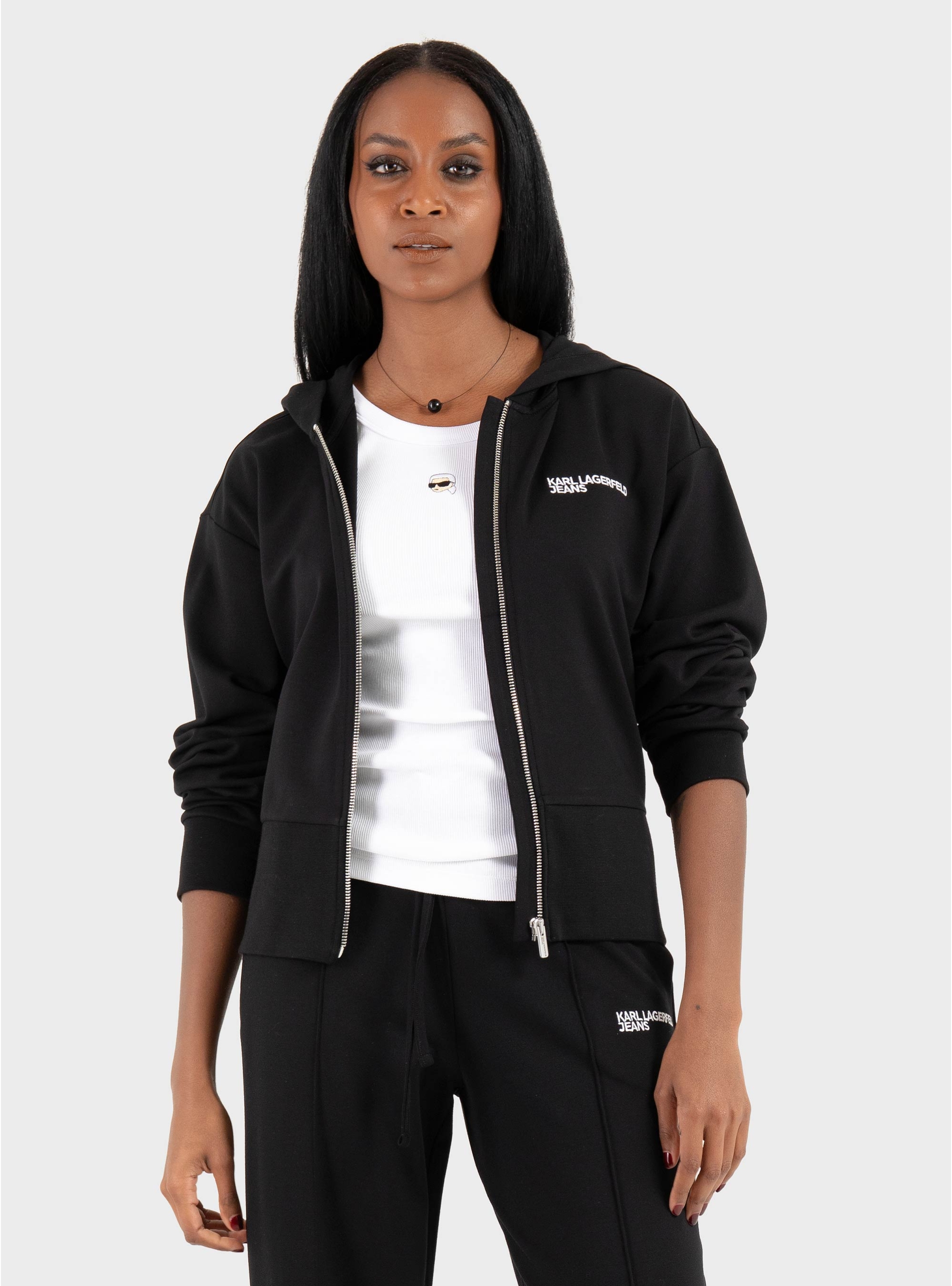 Karl Lagerfeld Jeans Milano Zip Hoodie - Black