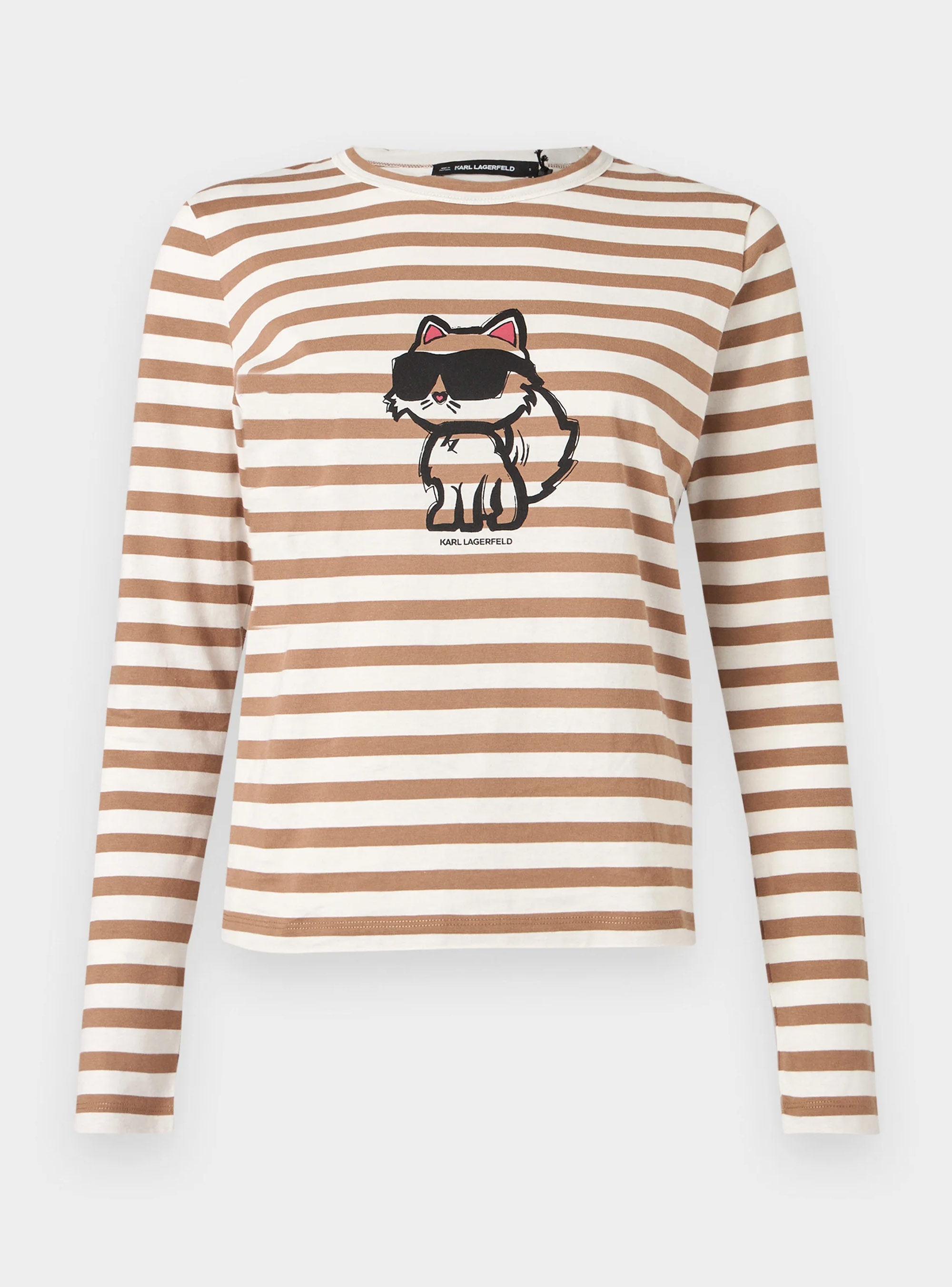 Karl Lagerfeld Ikon Stripe Long-Sleeved T-Shirt - Beige