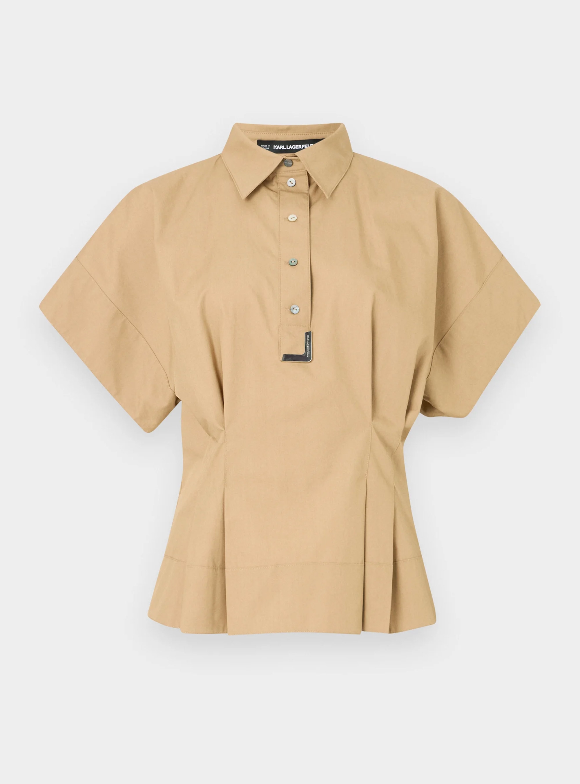 Karl Lagerfeld Metal Detail Poplin Shirt - Beige
