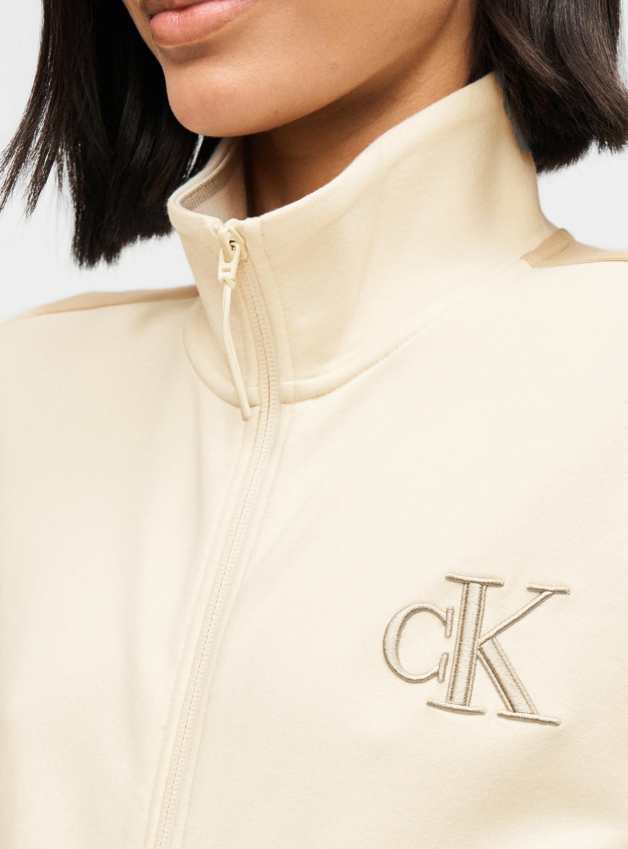 Calvin Klein STRETCH TERRY TRACK JACKET - Off White