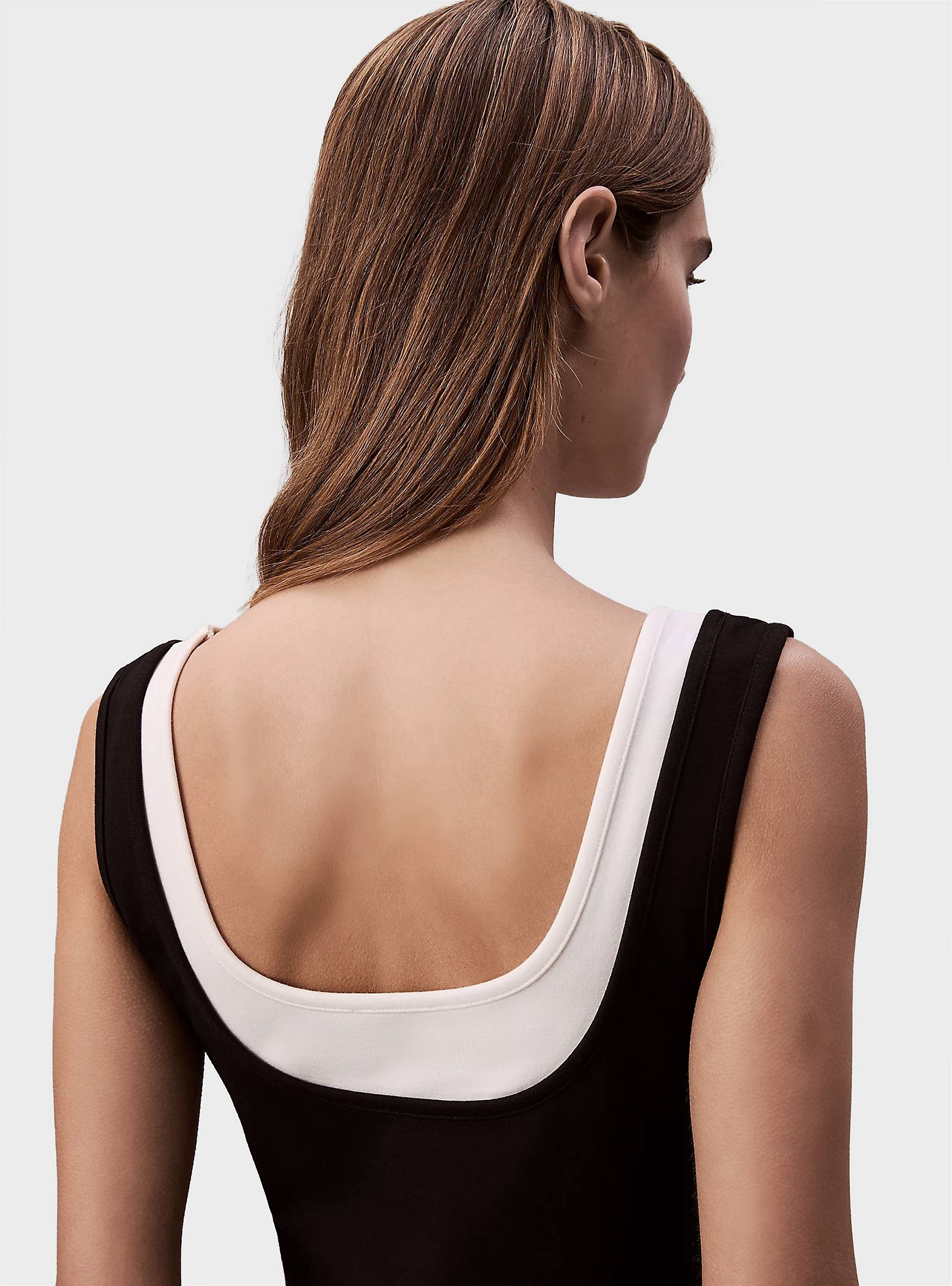 Calvin Klein Contrast Layer Midi Dress - Black