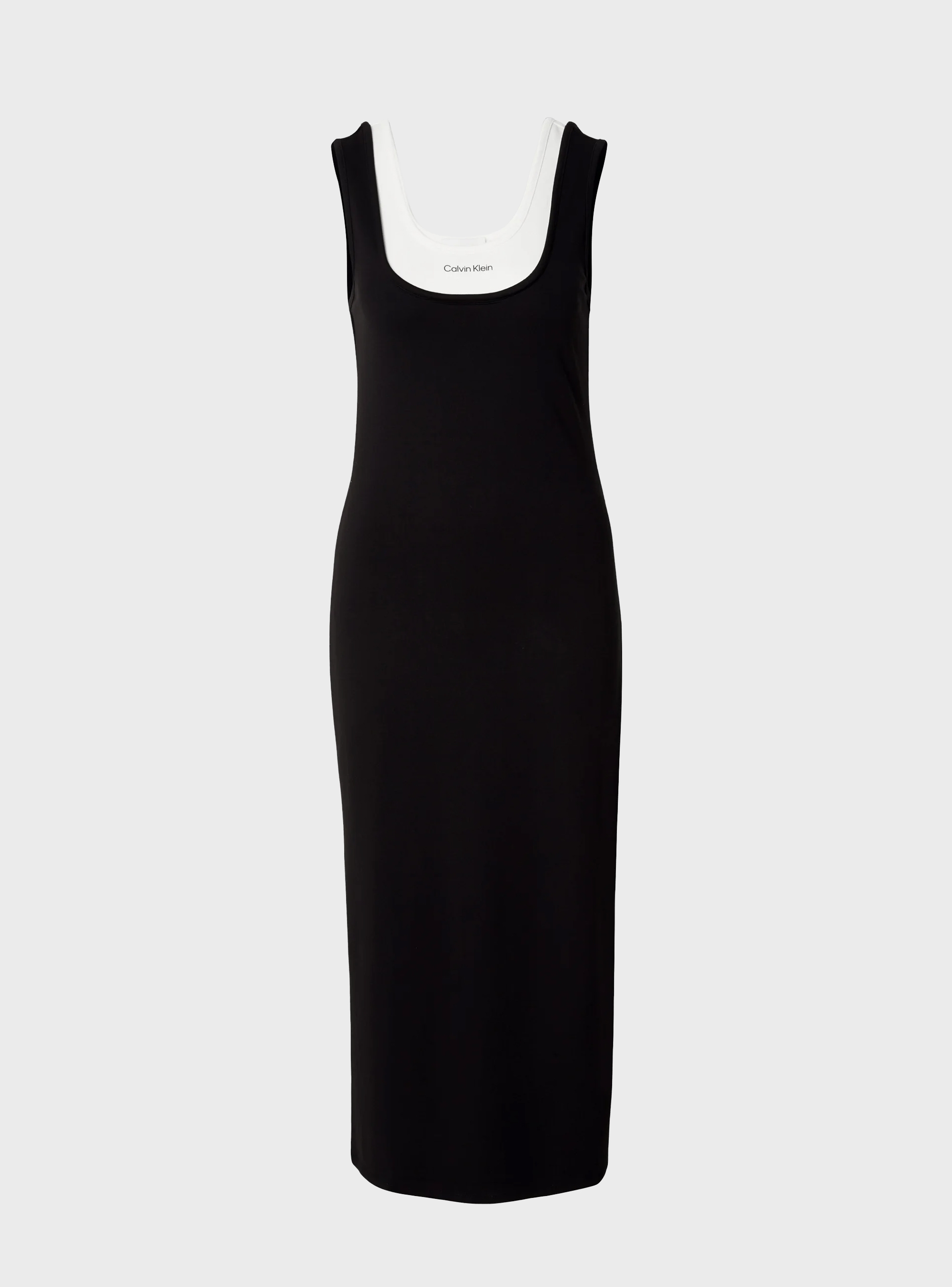Calvin Klein Contrast Layer Midi Dress - Black