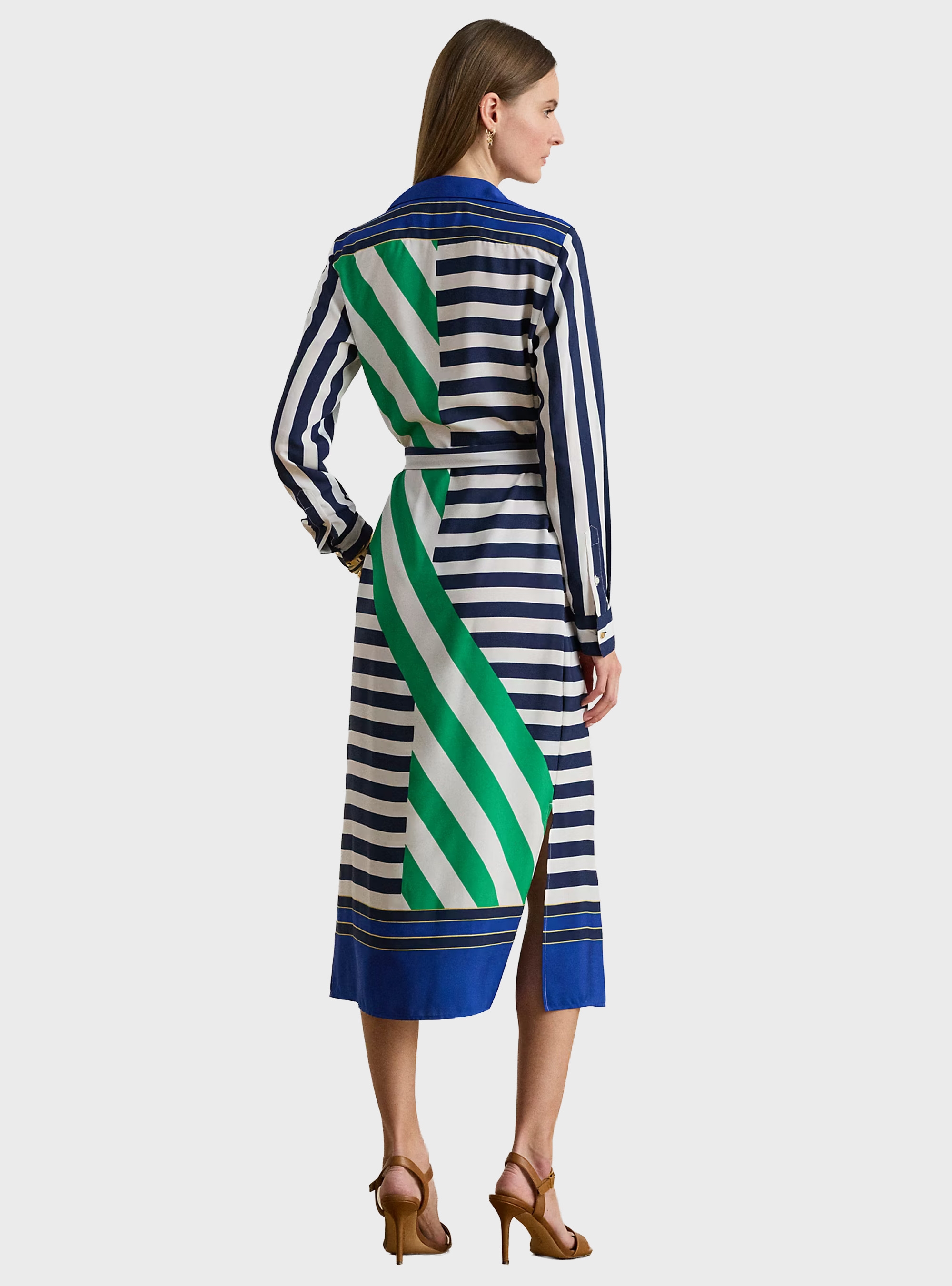 LAUREN Ralph Lauren Striped Crepe Shirtdress - Multi Colors