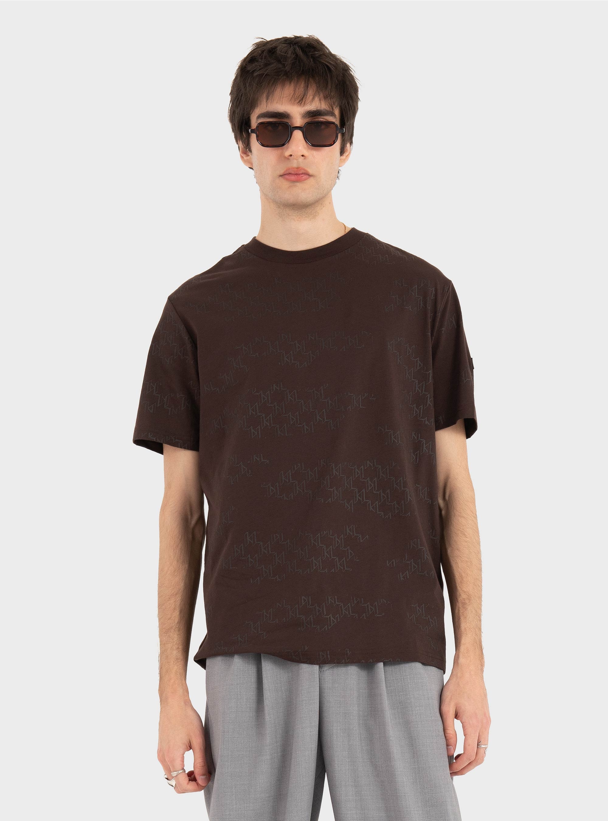 Karl Lagerfeld KL Monogram T-Shirt - Dark Brown