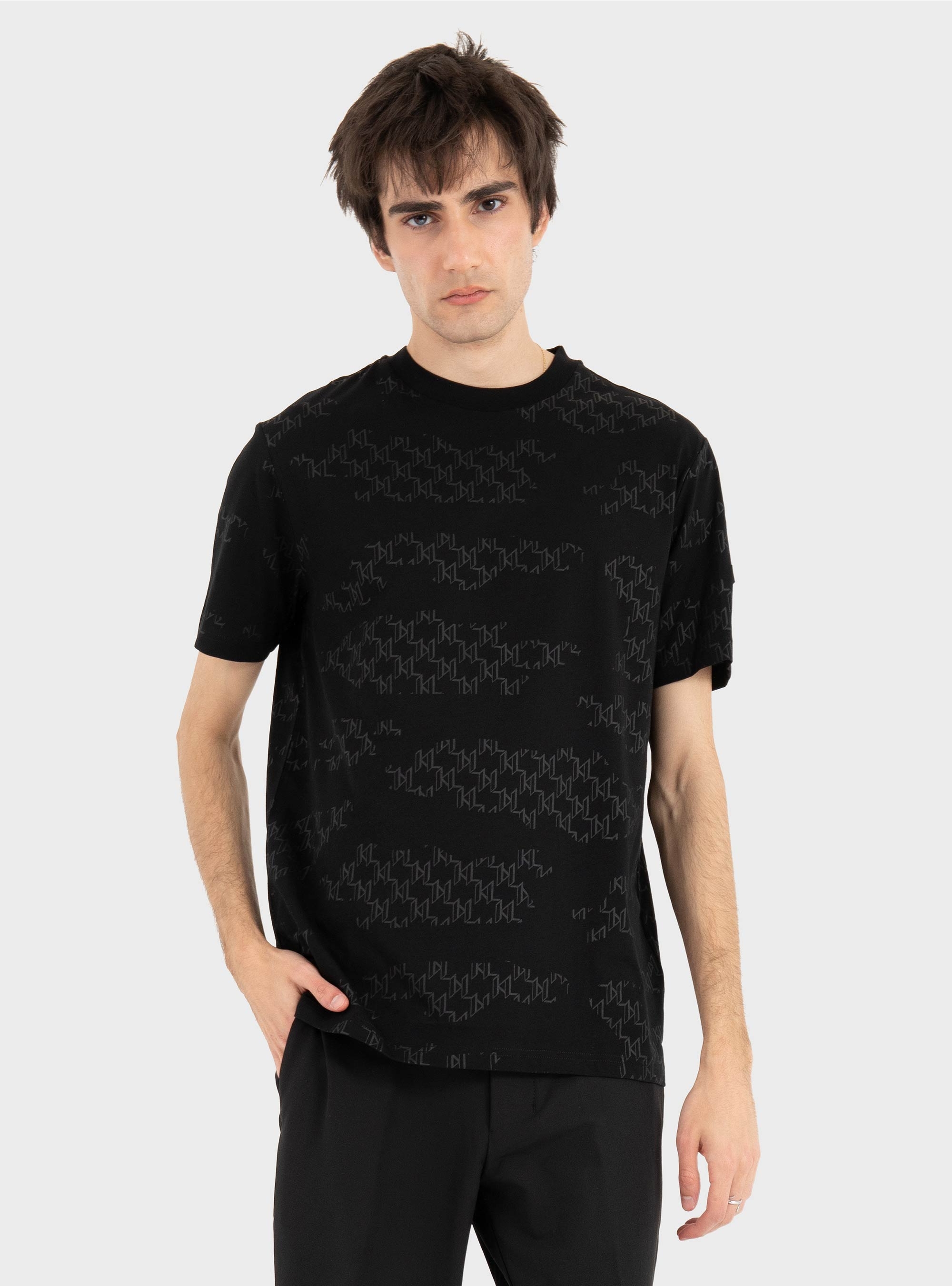 Karl Lagerfeld KL Monogram T-Shirt - Black