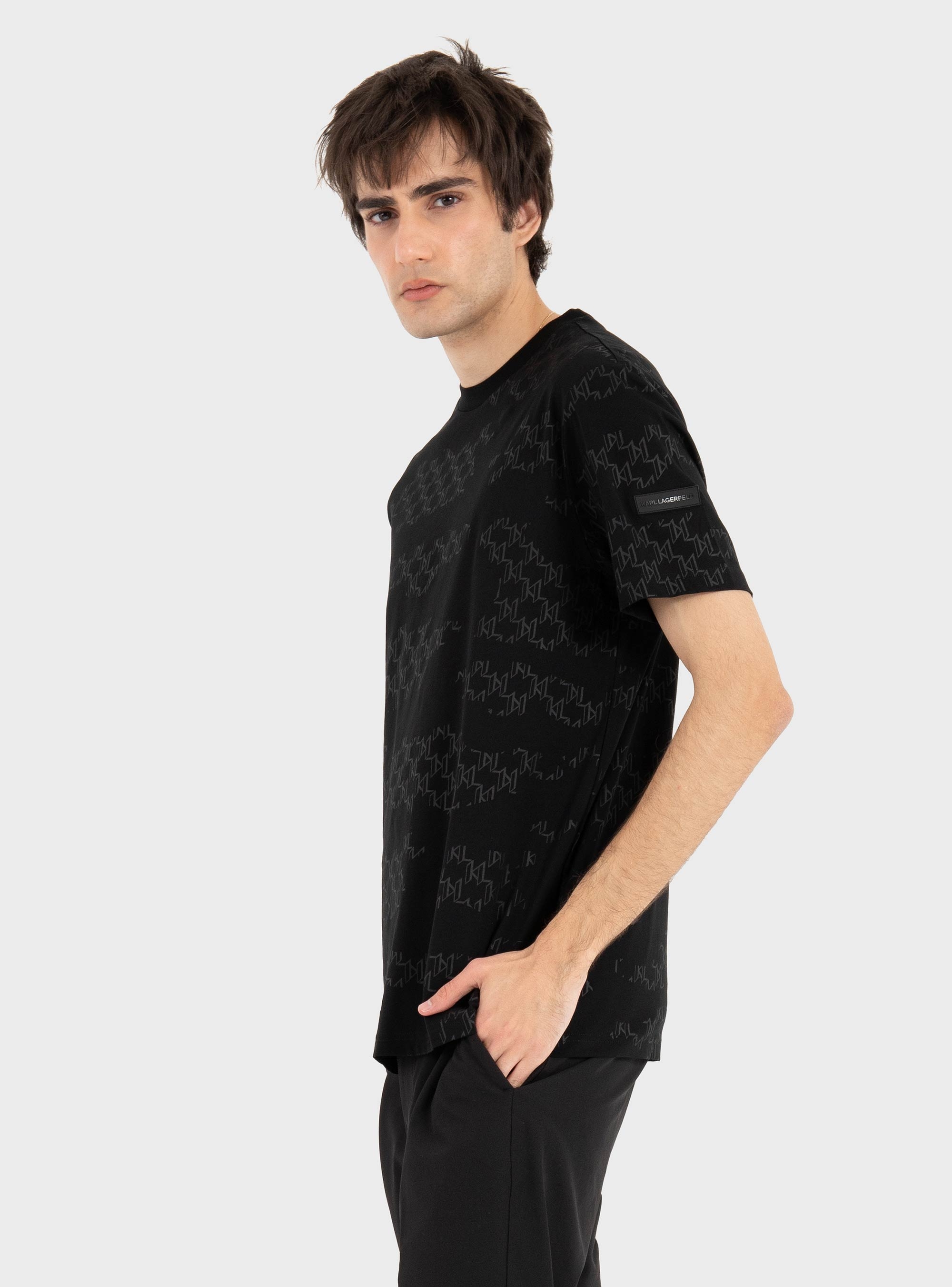 Karl Lagerfeld KL Monogram T-Shirt - Black