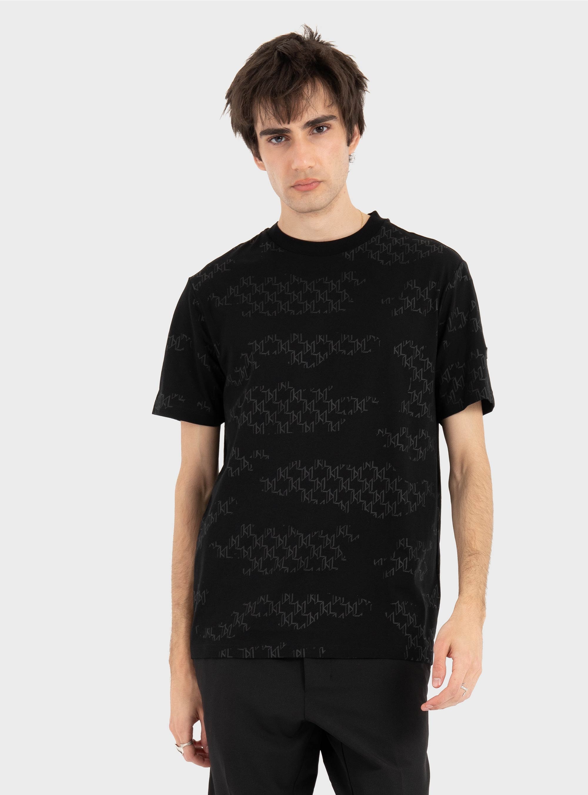 Karl Lagerfeld KL Monogram T-Shirt - Black