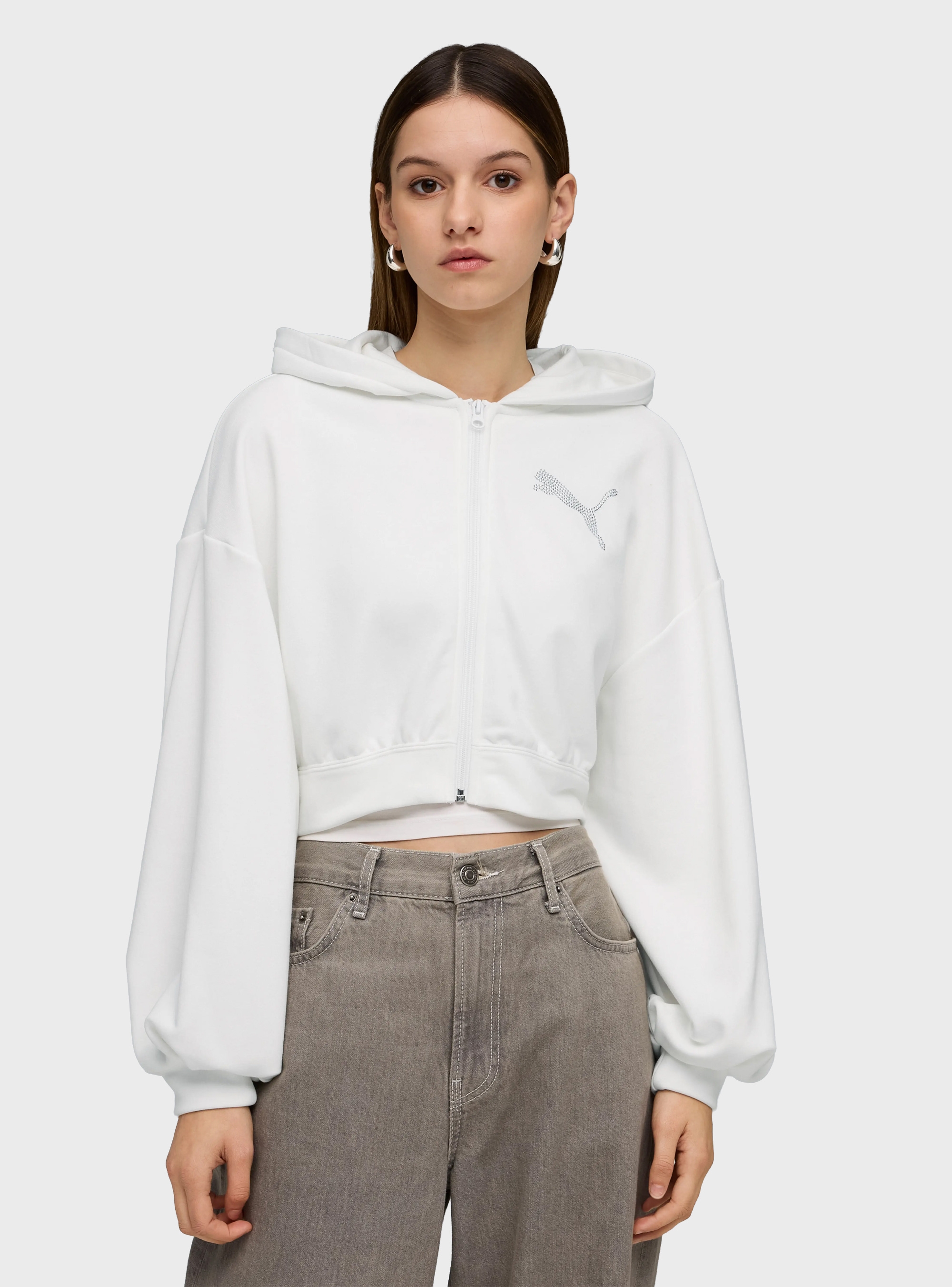 PUMA GRAPHIC Bedazzled FZ Hoodie - White