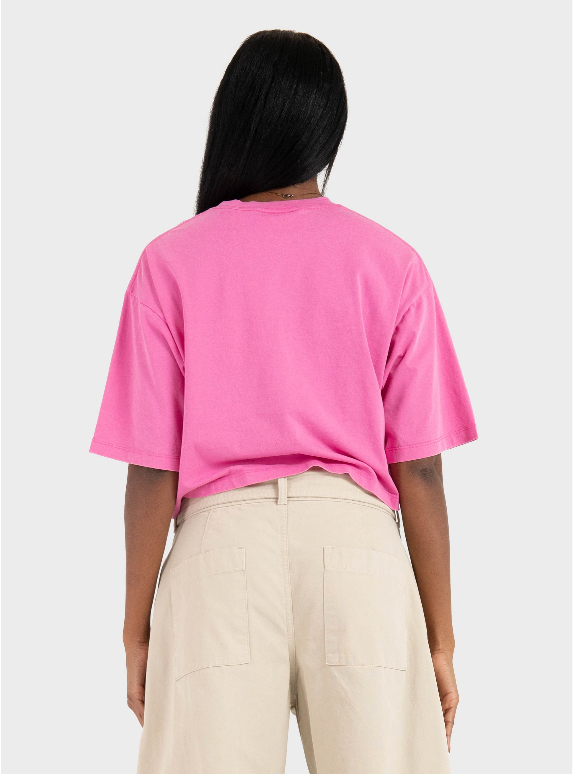 JJXX Andrea Loose Cropped Wash Tee - Hot Pink