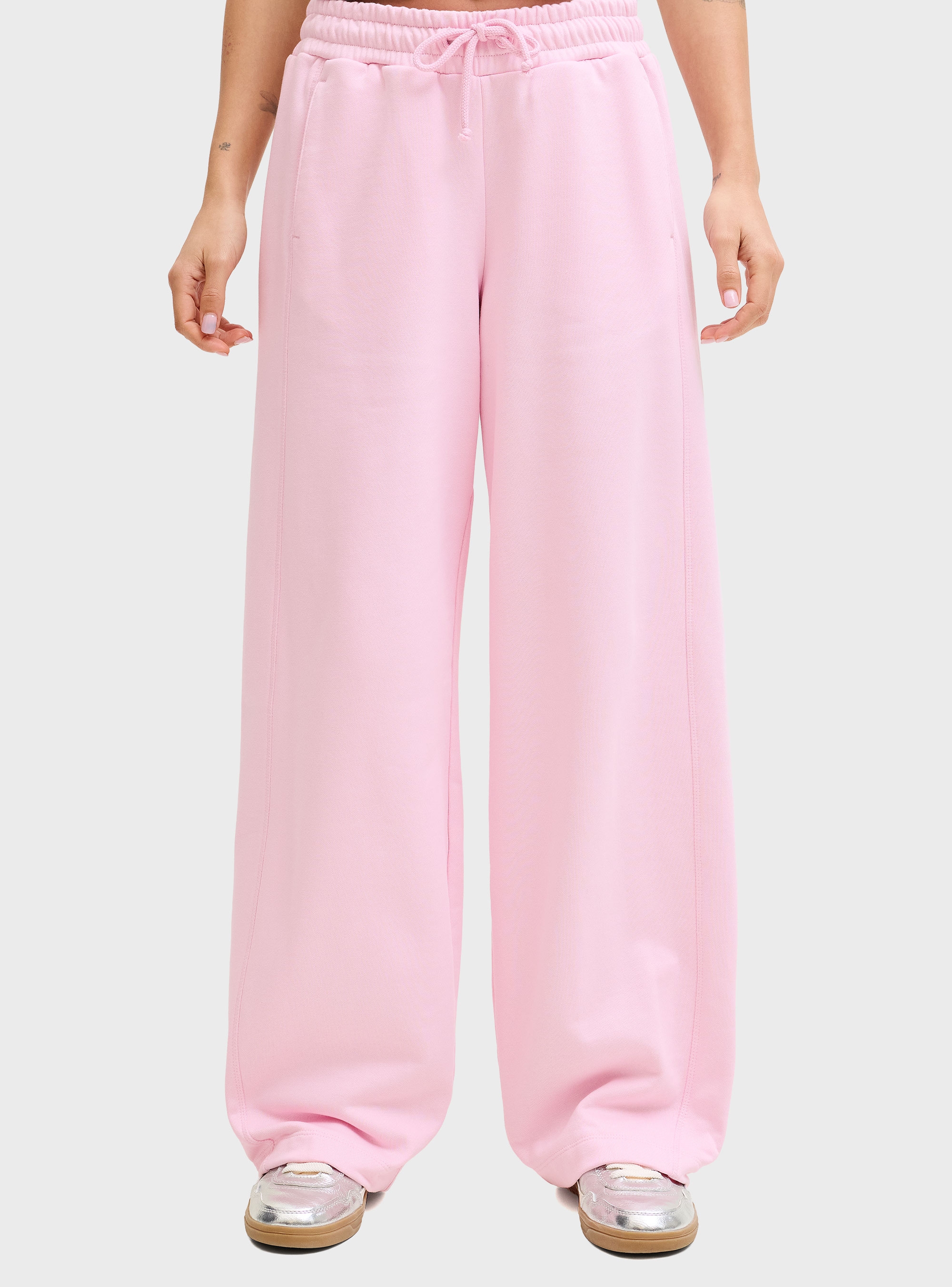 JJXX Cora Wide Barrel Mid Waist Sweat Pants - Pink