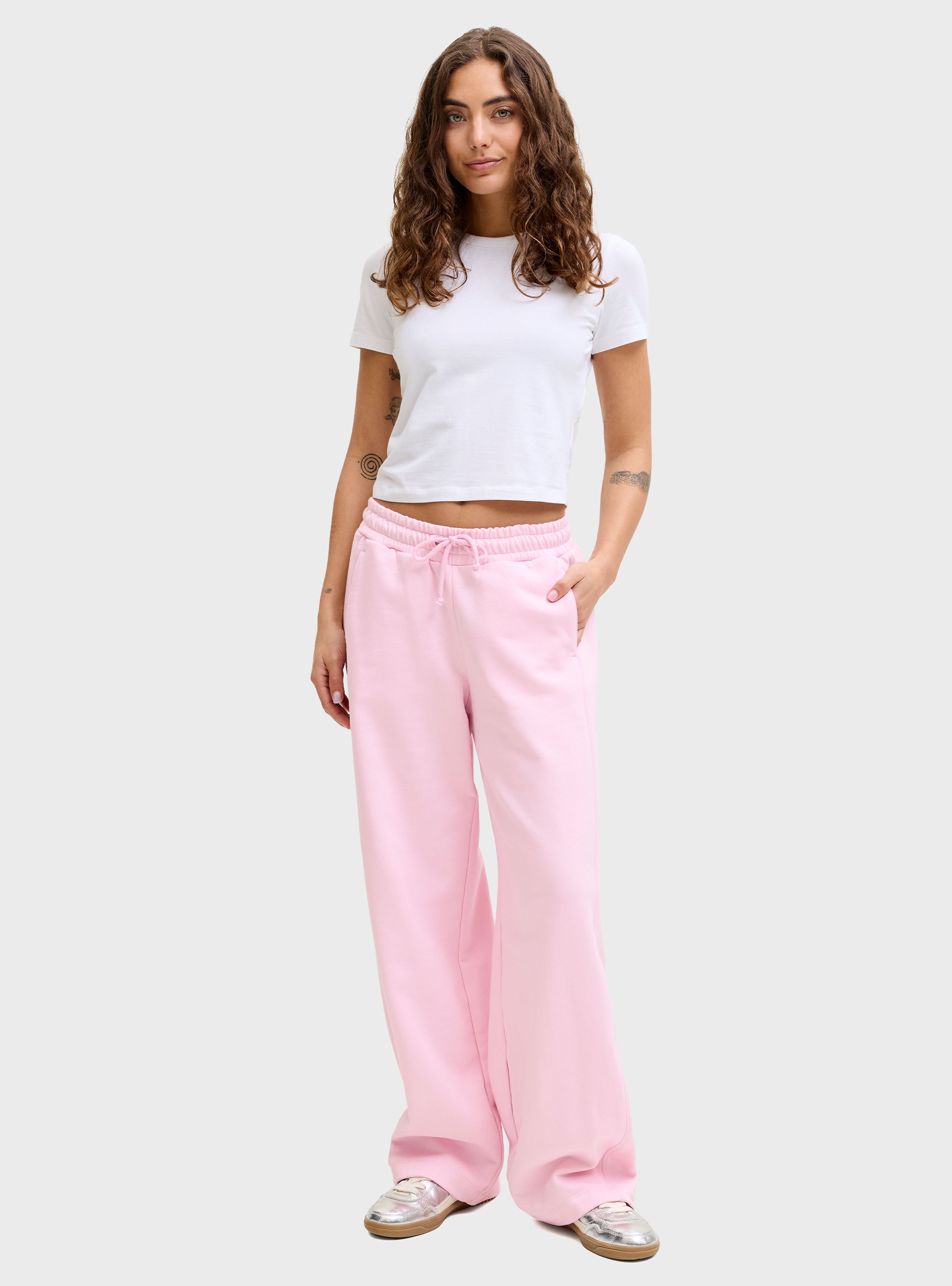 JJXX Cora Wide Barrel Mid Waist Sweat Pants - Pink