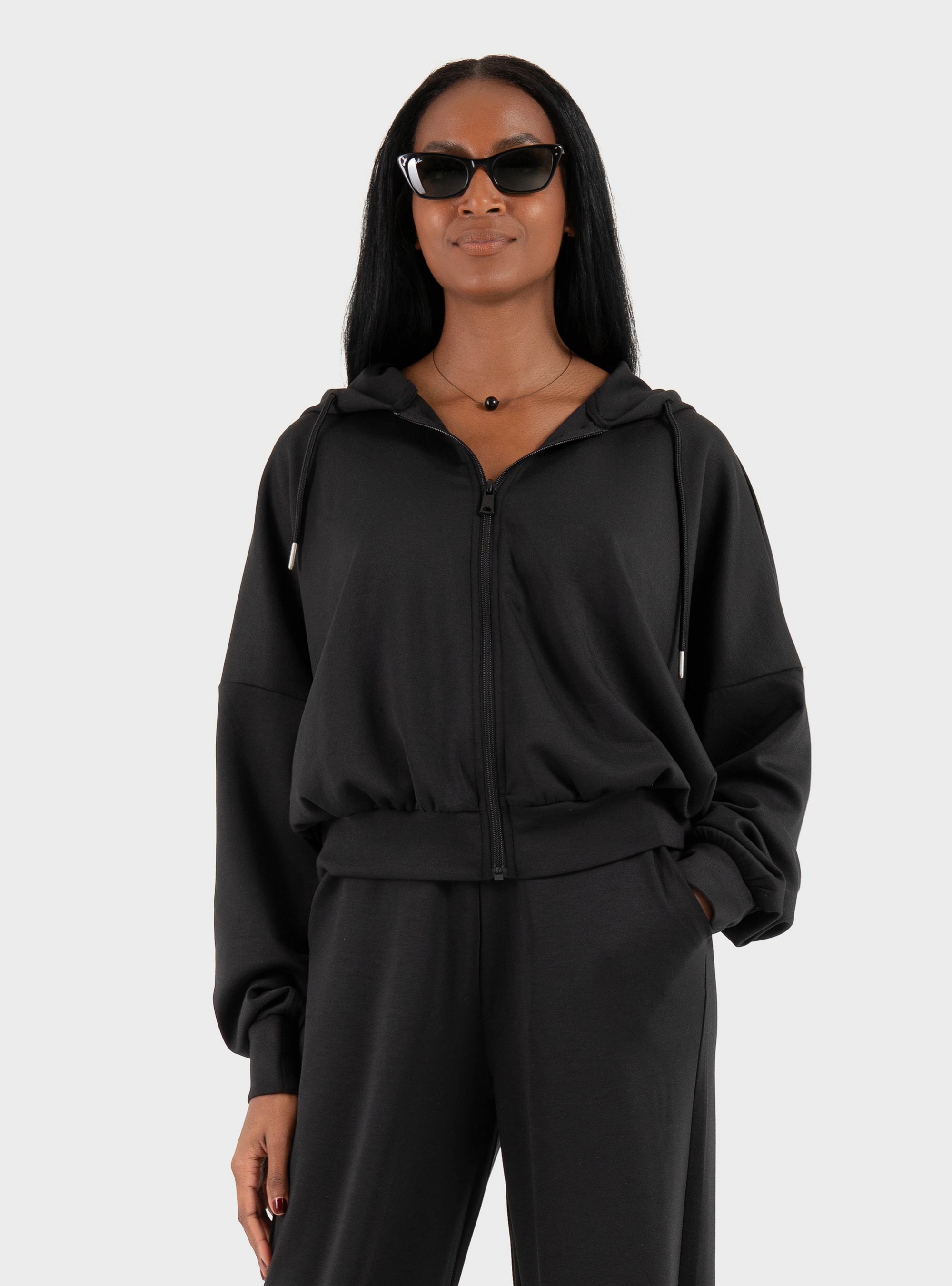 Only Alina Zip Hoodie - Black