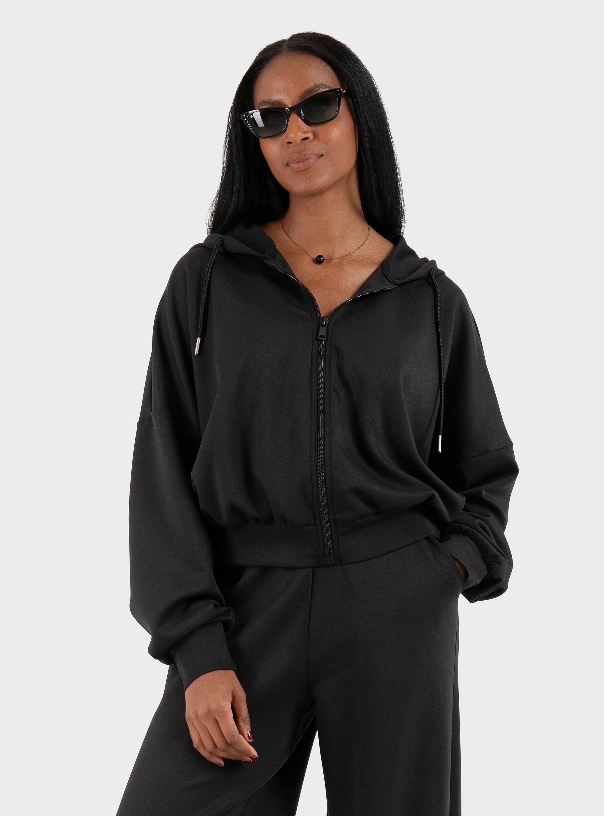Only Alina Zip Hoodie - Black